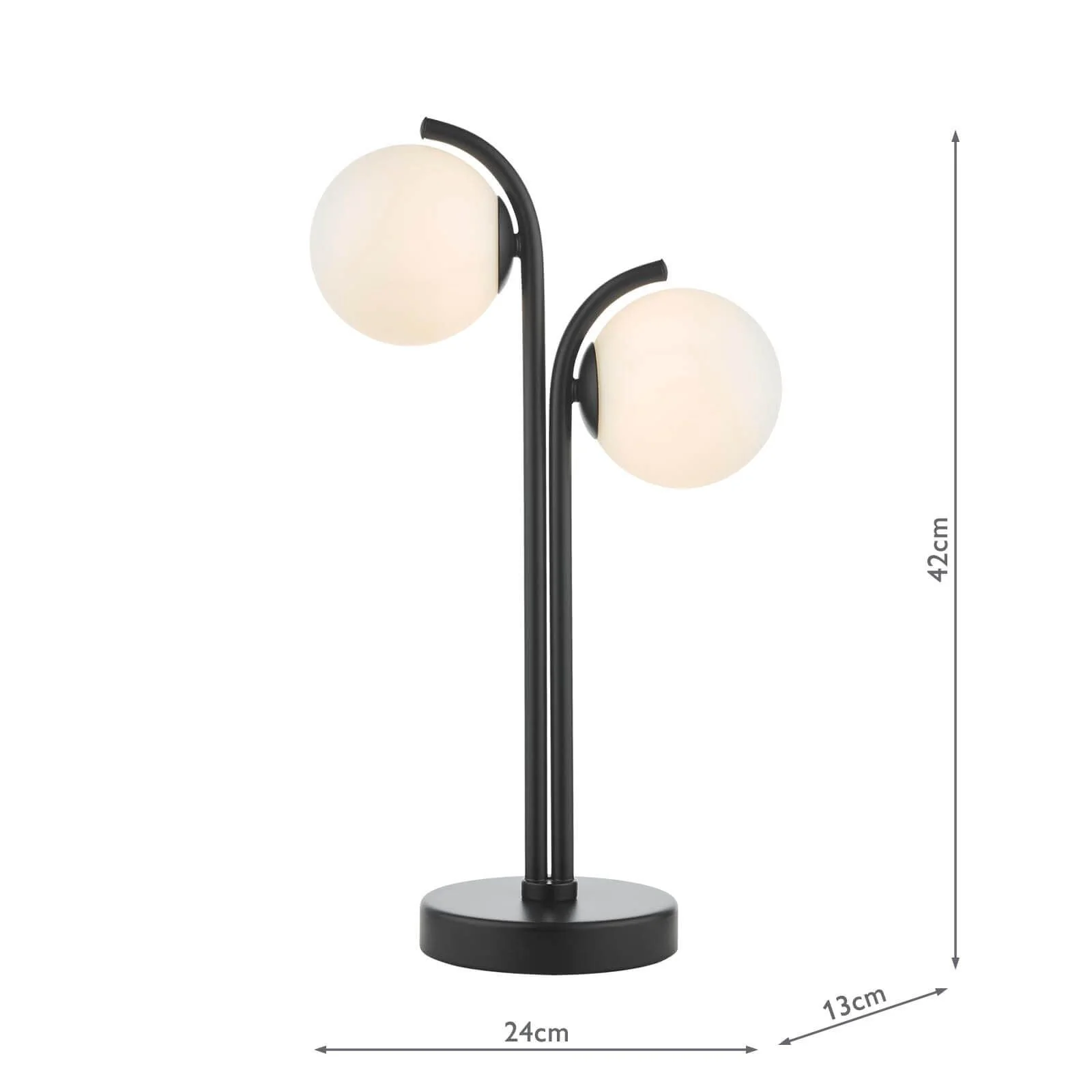 Orlena 2 Light Table Lamp Matt Black and Opal Glass - Image 4