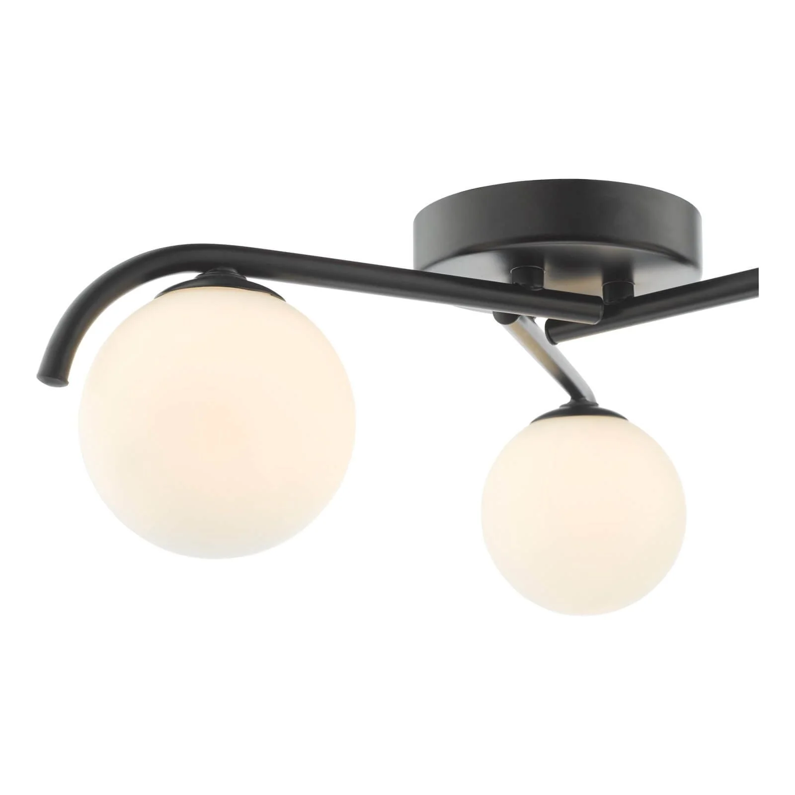 Orlena 3 Light Flush Matt Black and Opal Glass - Image 2