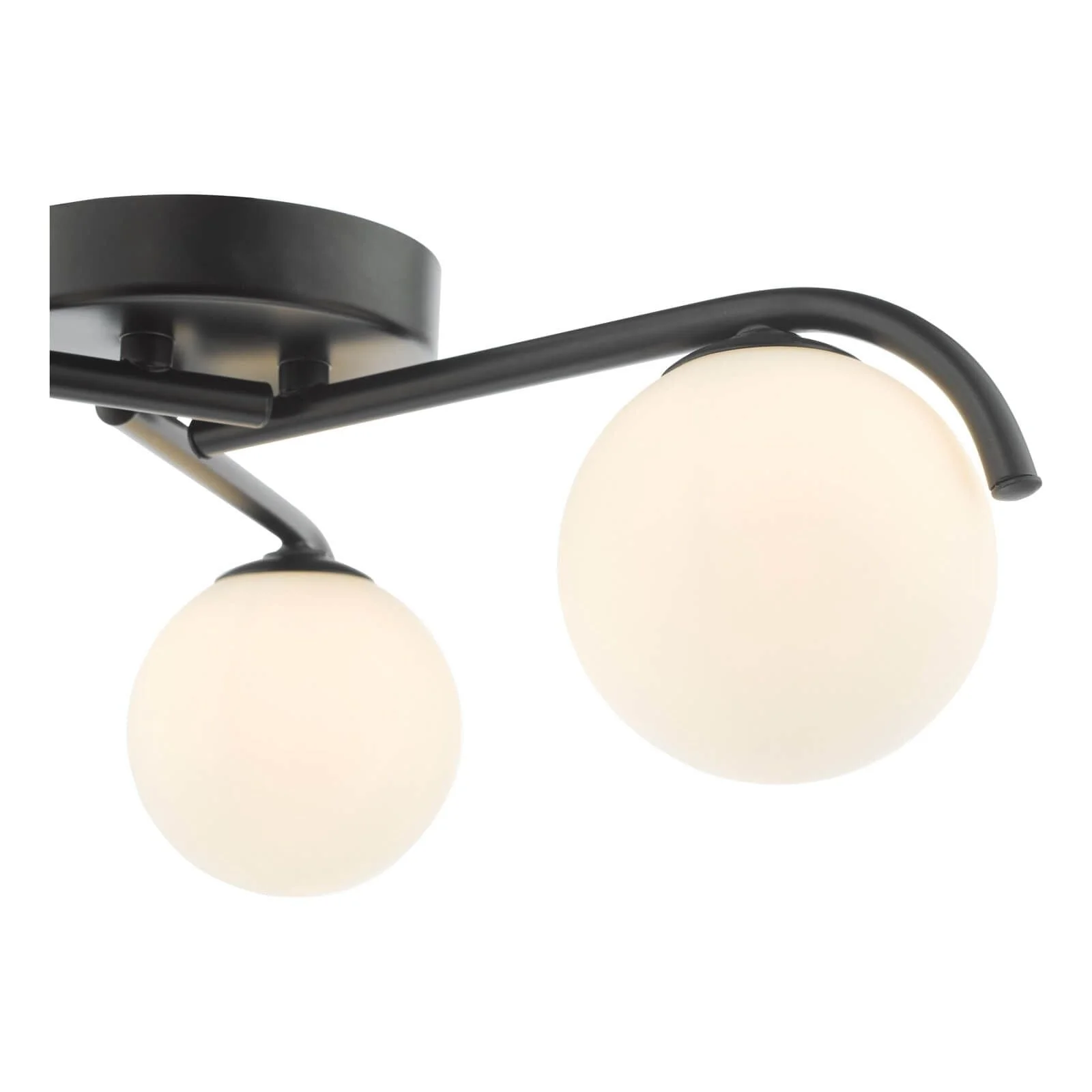 Orlena 3 Light Flush Matt Black and Opal Glass - Image 3