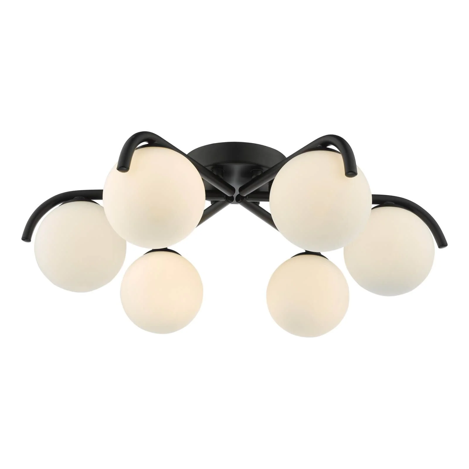 Orlena 6 Light Flush- Matt Black/Satin Gold and Opal Glass - Image 2