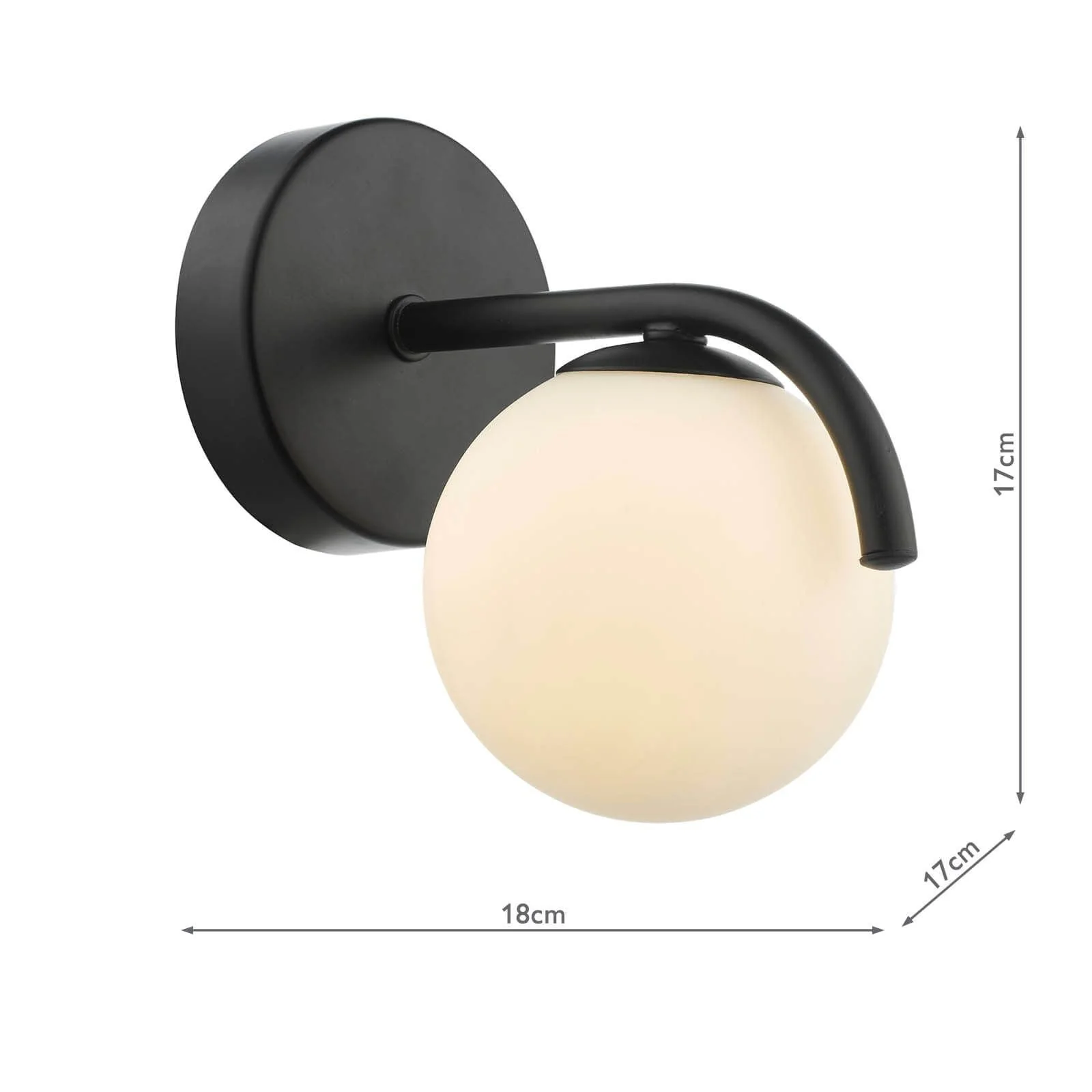 Orlena Wall Light- Matt Black/ Satin Gold and Opal Glass - Image 3