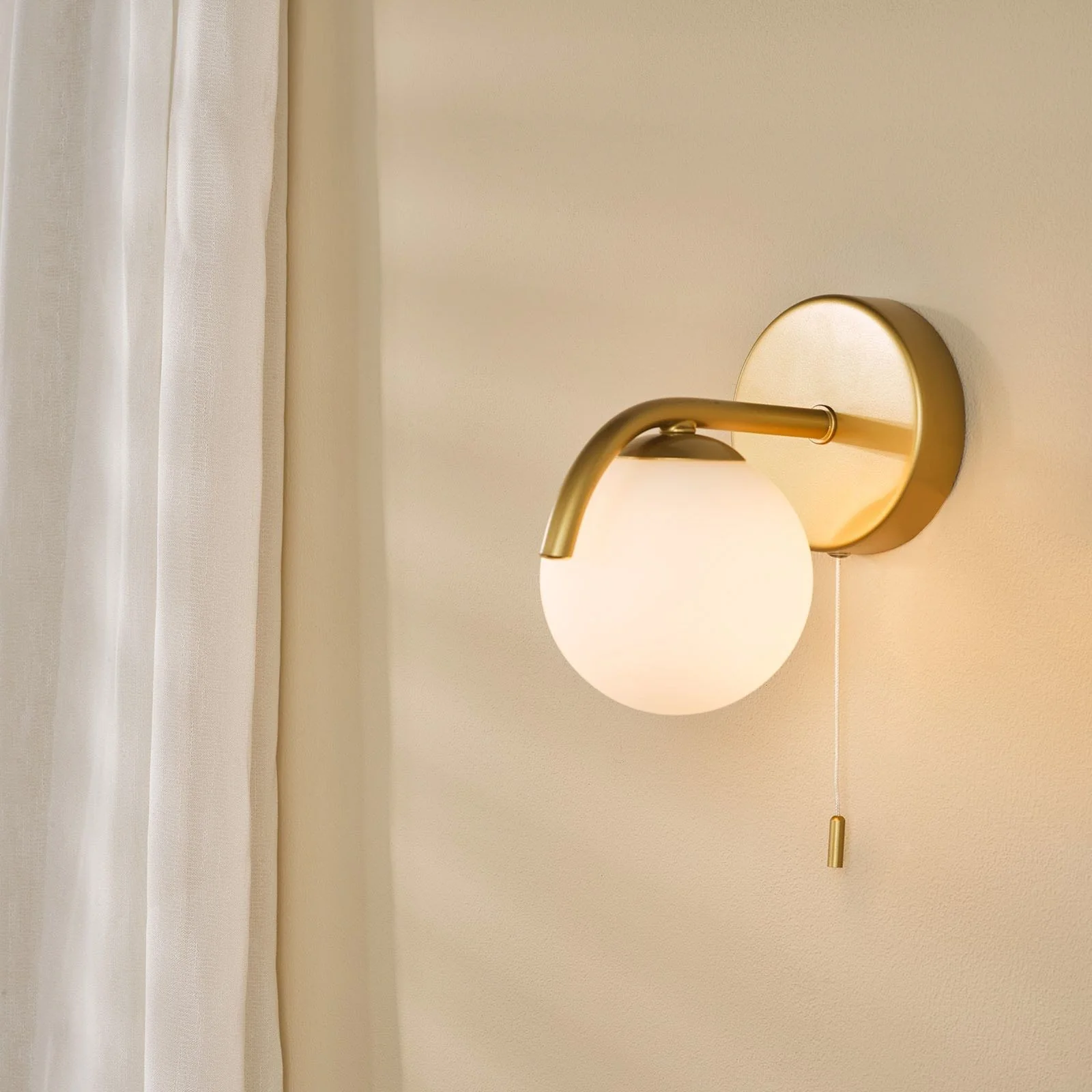 Orlena Wall Light- Matt Black/ Satin Gold and Opal Glass - Image 7