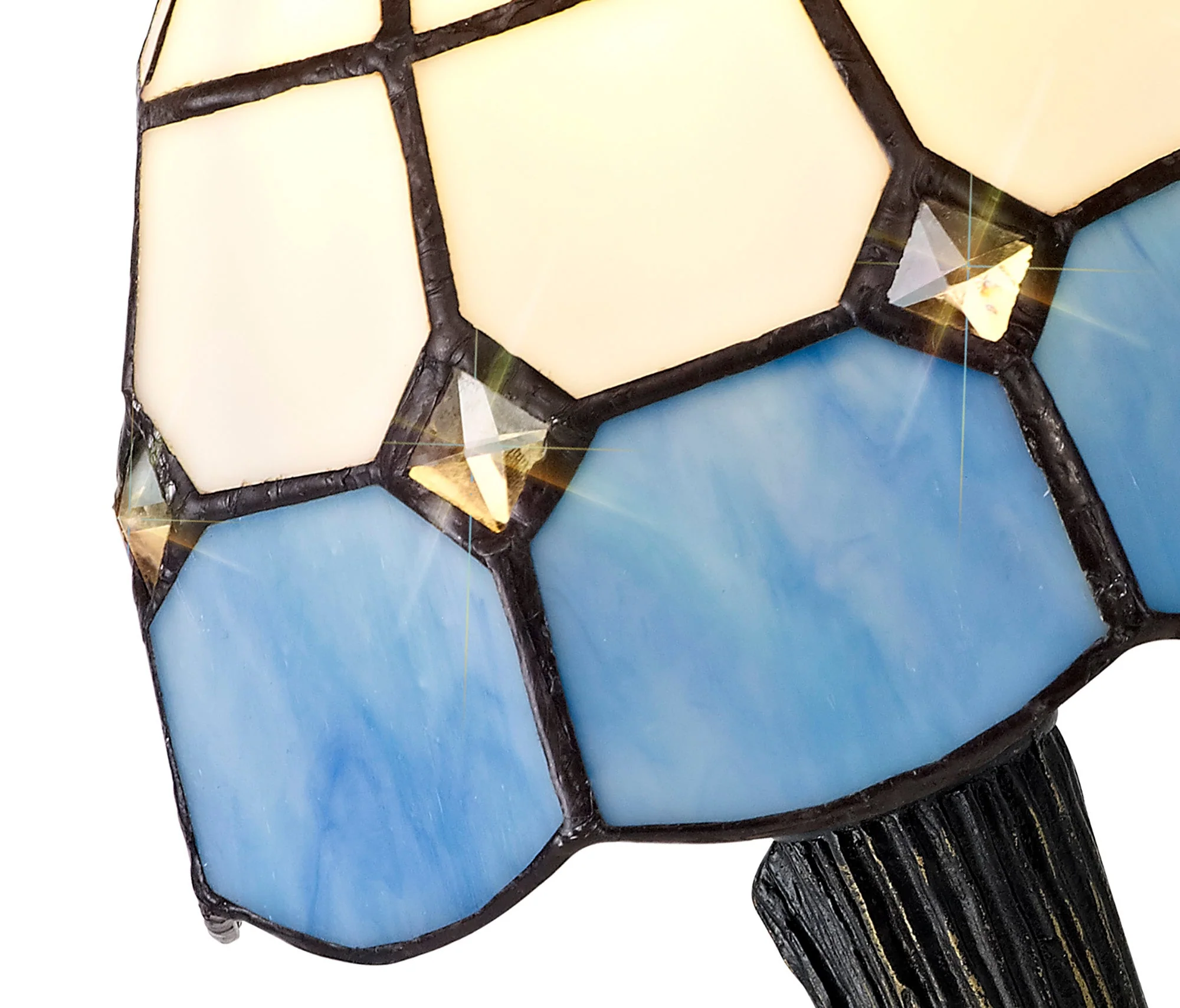 Orly Tiffany Table Lamp, 1 x E14, White & Blue & Clear Crystal Shade - Image 4