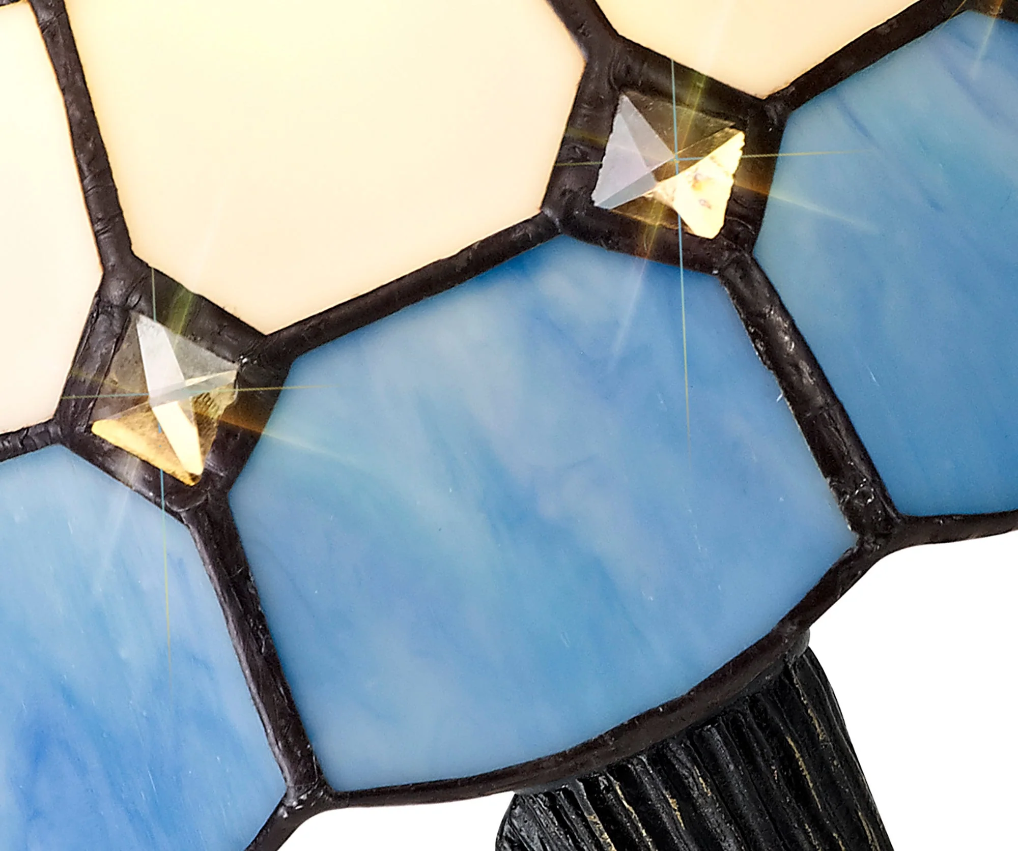 Orly Tiffany Table Lamp, 1 x E14, White & Blue & Clear Crystal Shade - Image 7