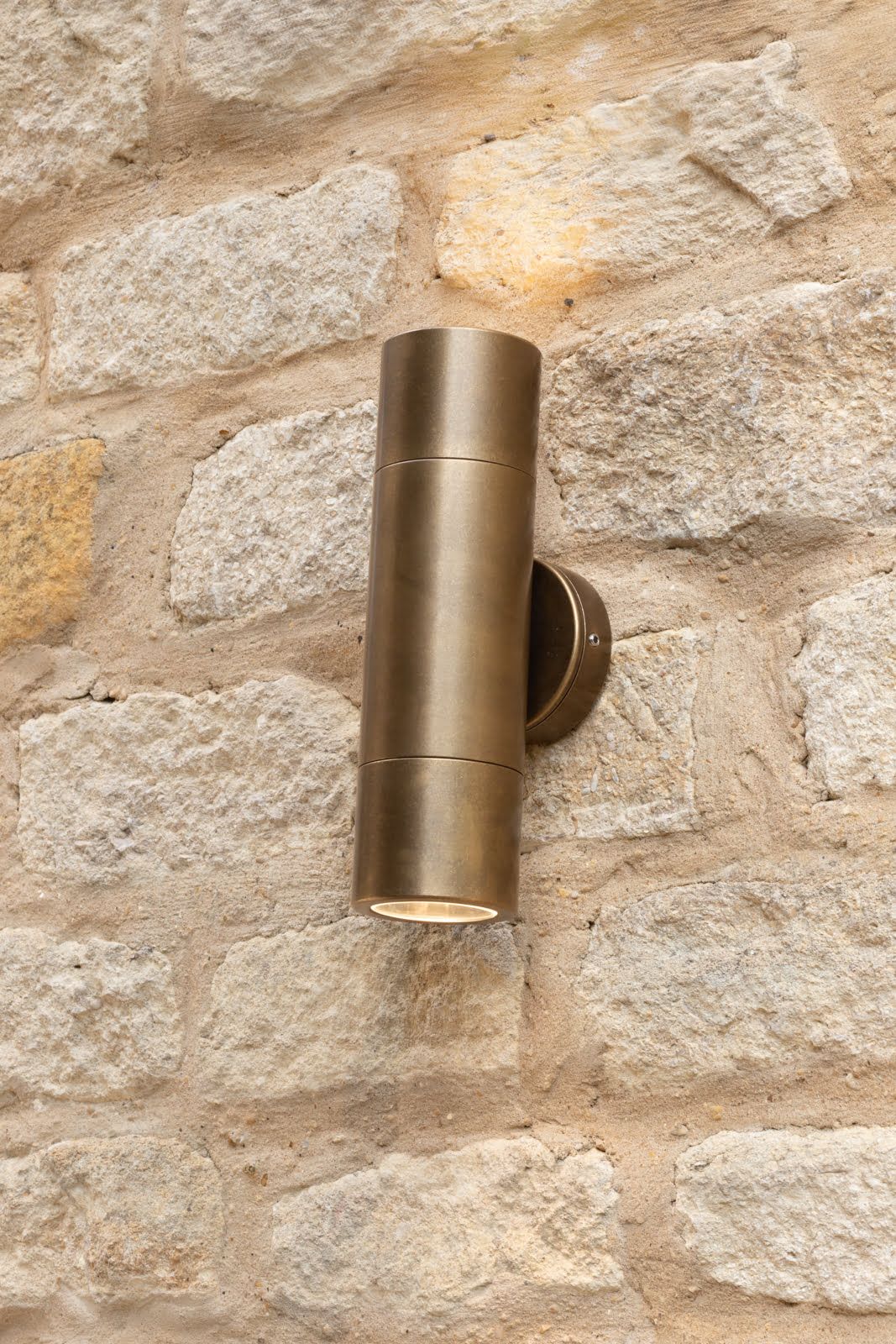 Ortega 2 Light Outdoor Wall Light Natural Brass IP65 - Image 2