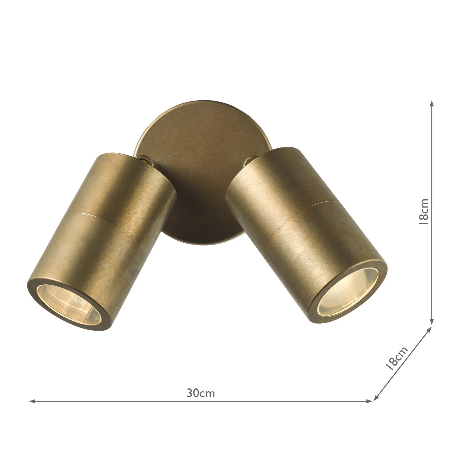 Ortega Outdoor 2Lt Wall Spotlight IP65 - Matt Black/Aluminium/ Aged Brass - Image 10