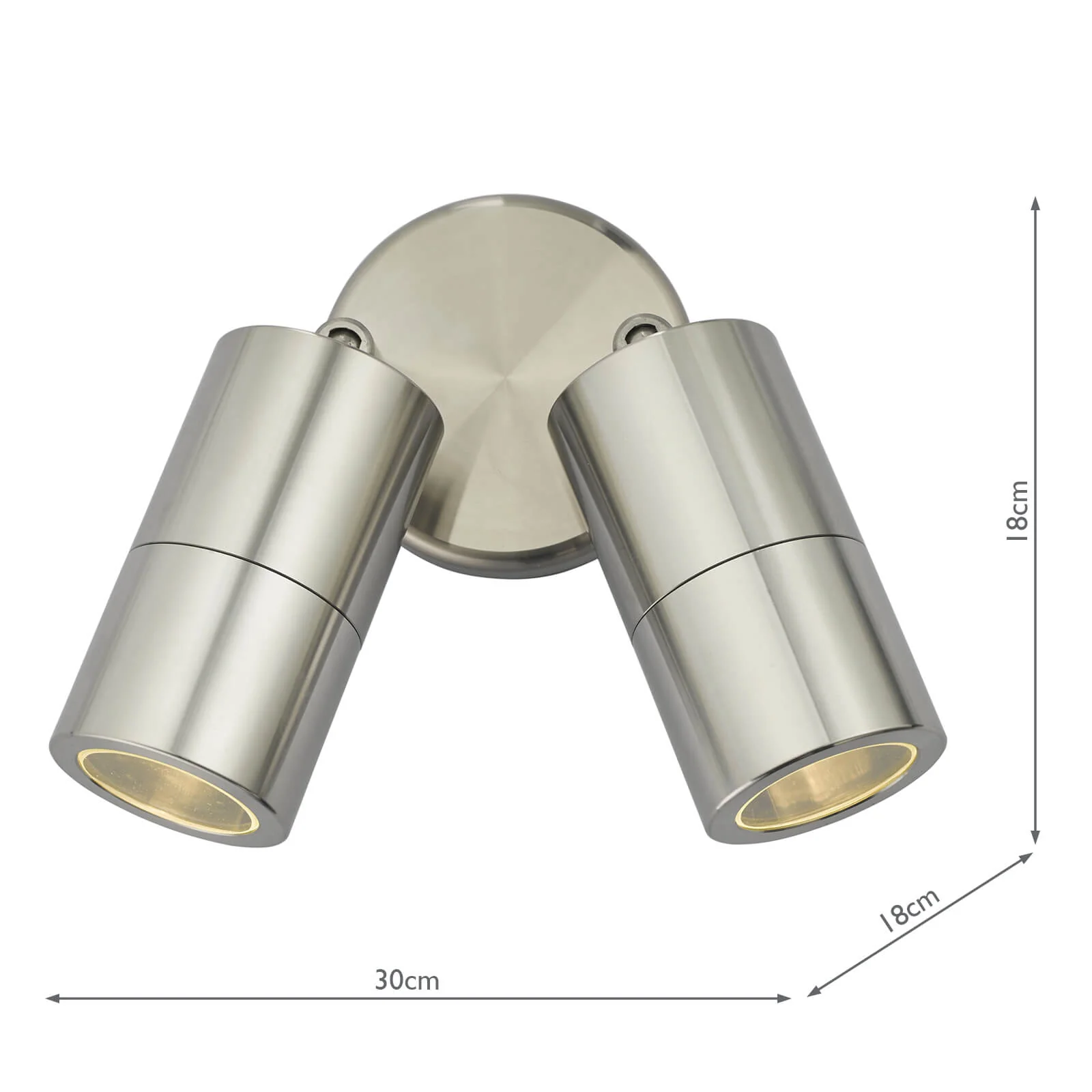 Ortega Outdoor 2Lt Wall Spotlight IP65 - Matt Black/Aluminium/ Aged Brass - Image 6