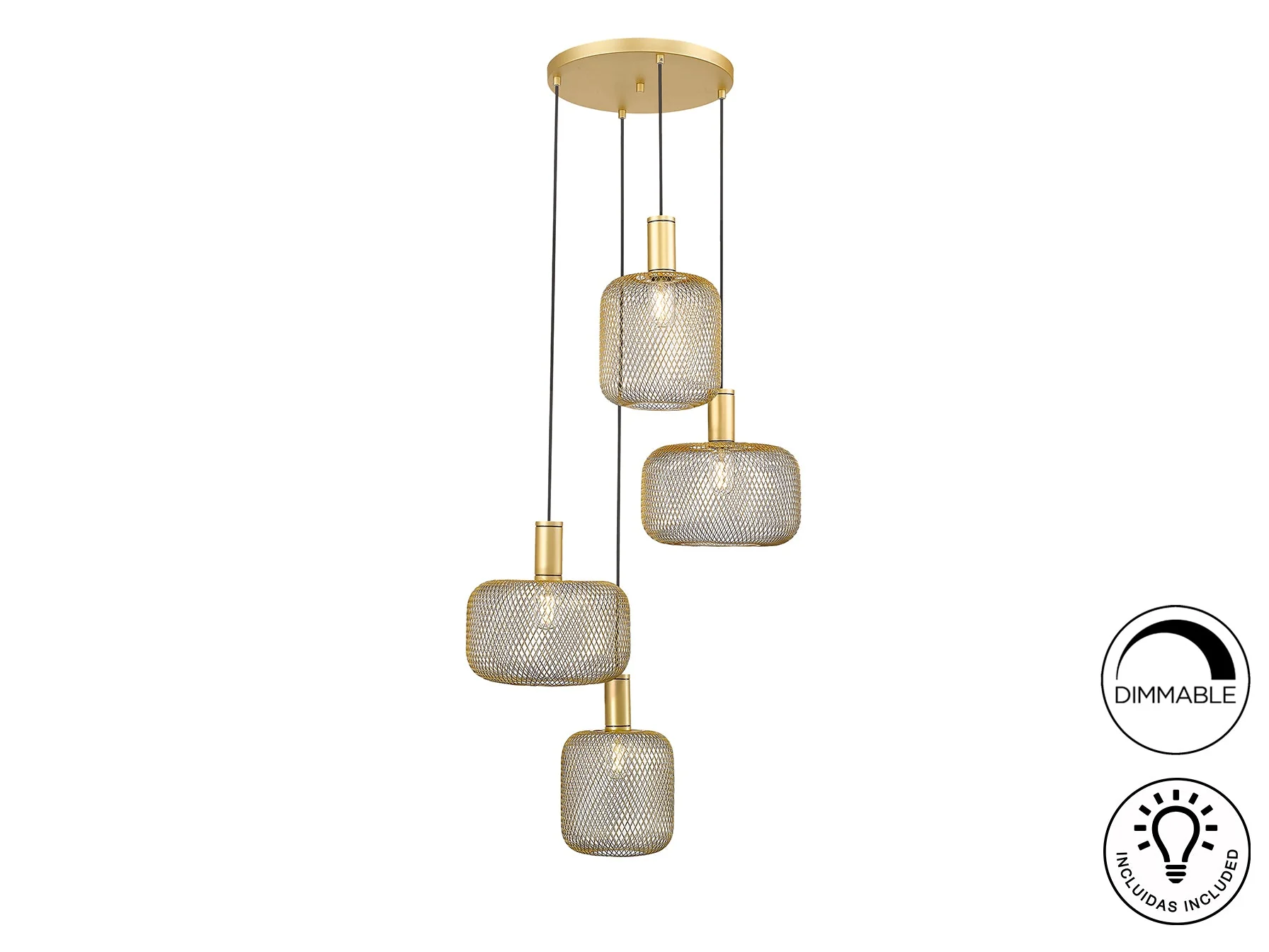 Osiris Lamp 4L Gold-Black/Golden Paint E27 Ip20 Dimmable - Image 2
