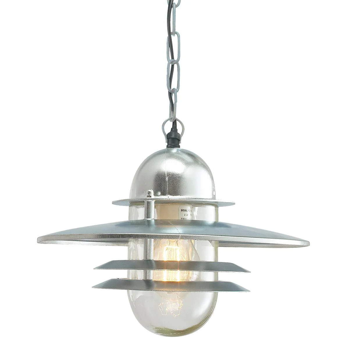 Oslo 1 Light Chain Lantern - Black/Galvanised IP55 E27 - Image 2
