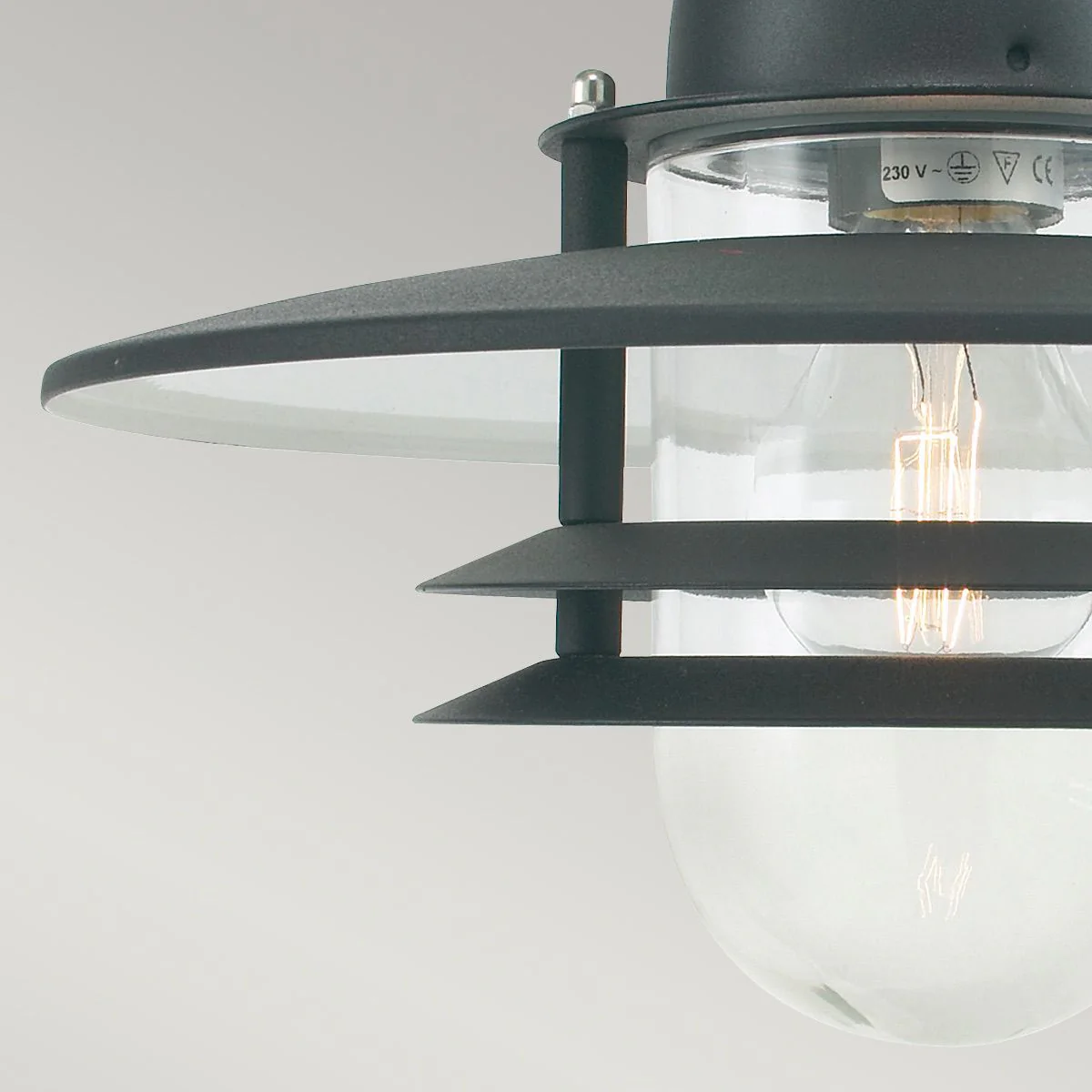 Oslo 1 Light Chain Lantern - Black/Galvanised IP55 E27 - Image 4