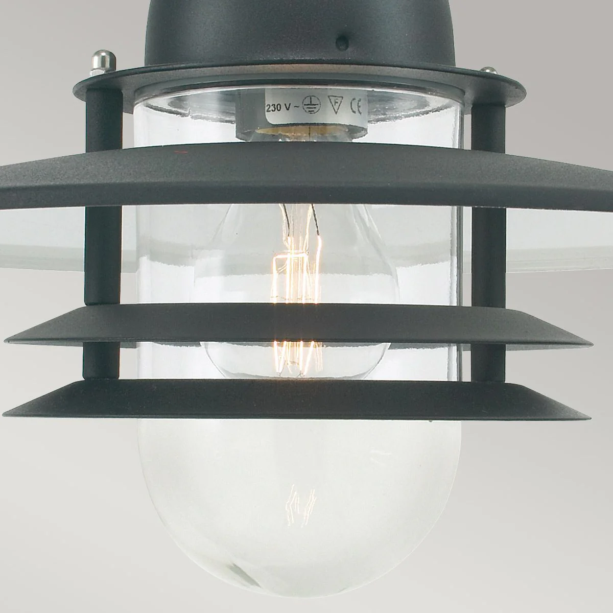 Oslo 1 Light Chain Lantern - Black/Galvanised IP55 E27 - Image 5