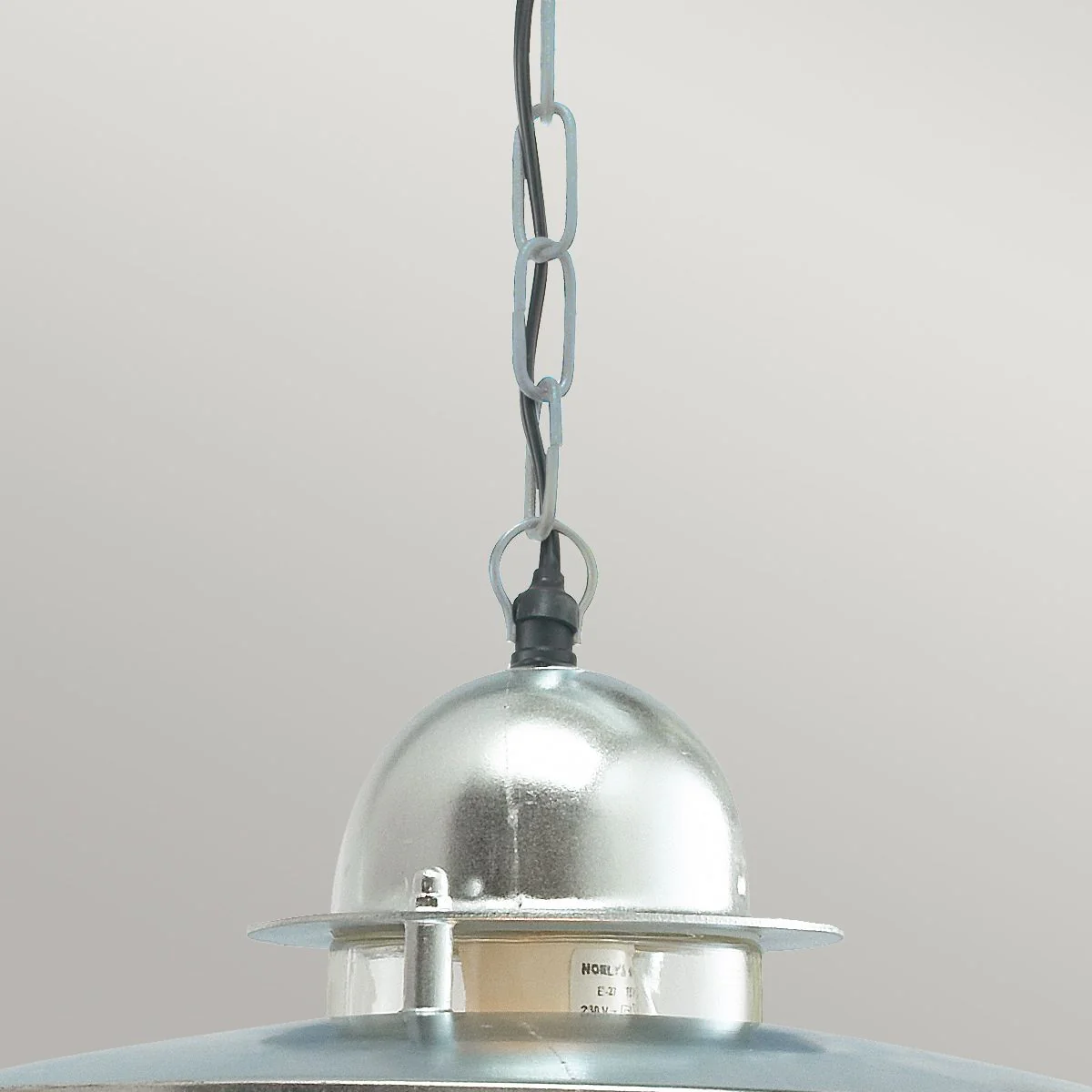 Oslo 1 Light Chain Lantern - Black/Galvanised IP55 E27 - Image 7
