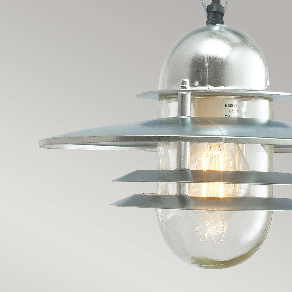 Oslo 1 Light Chain Lantern - Black/Galvanised IP55 E27 - Image 8