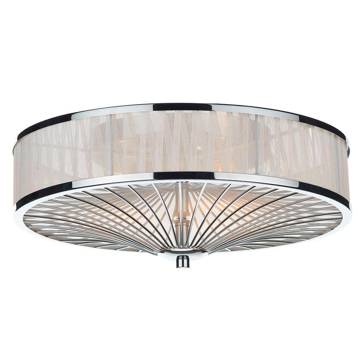 Oslo 3 Light Flush Ceiling Light Antique Brass/Polished Chrome - Image 2