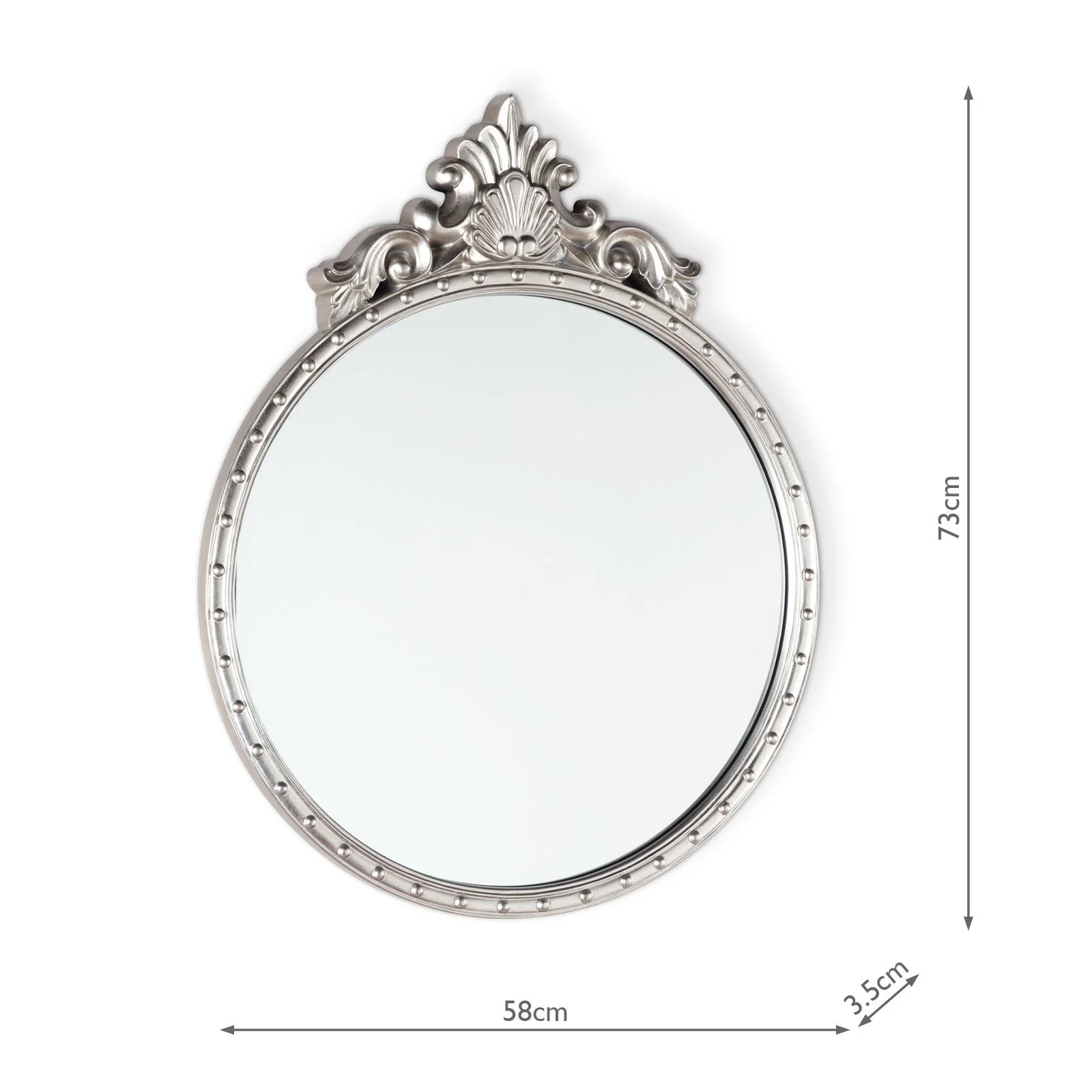 Overton Ornate Round Mirror - Silver or Champagne Frame - Image 4