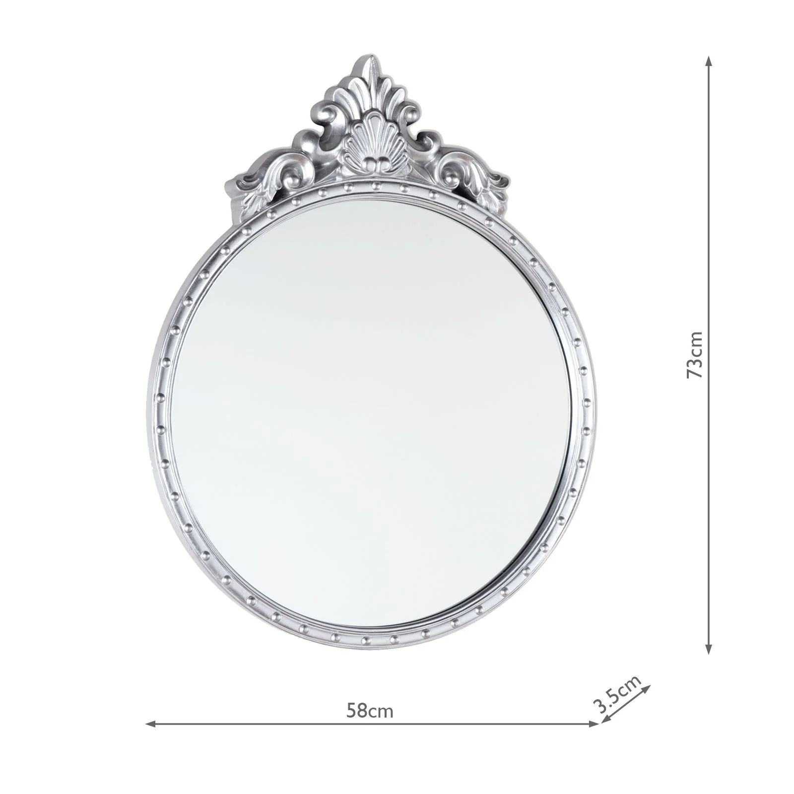 Overton Ornate Round Mirror - Silver or Champagne Frame - Image 5