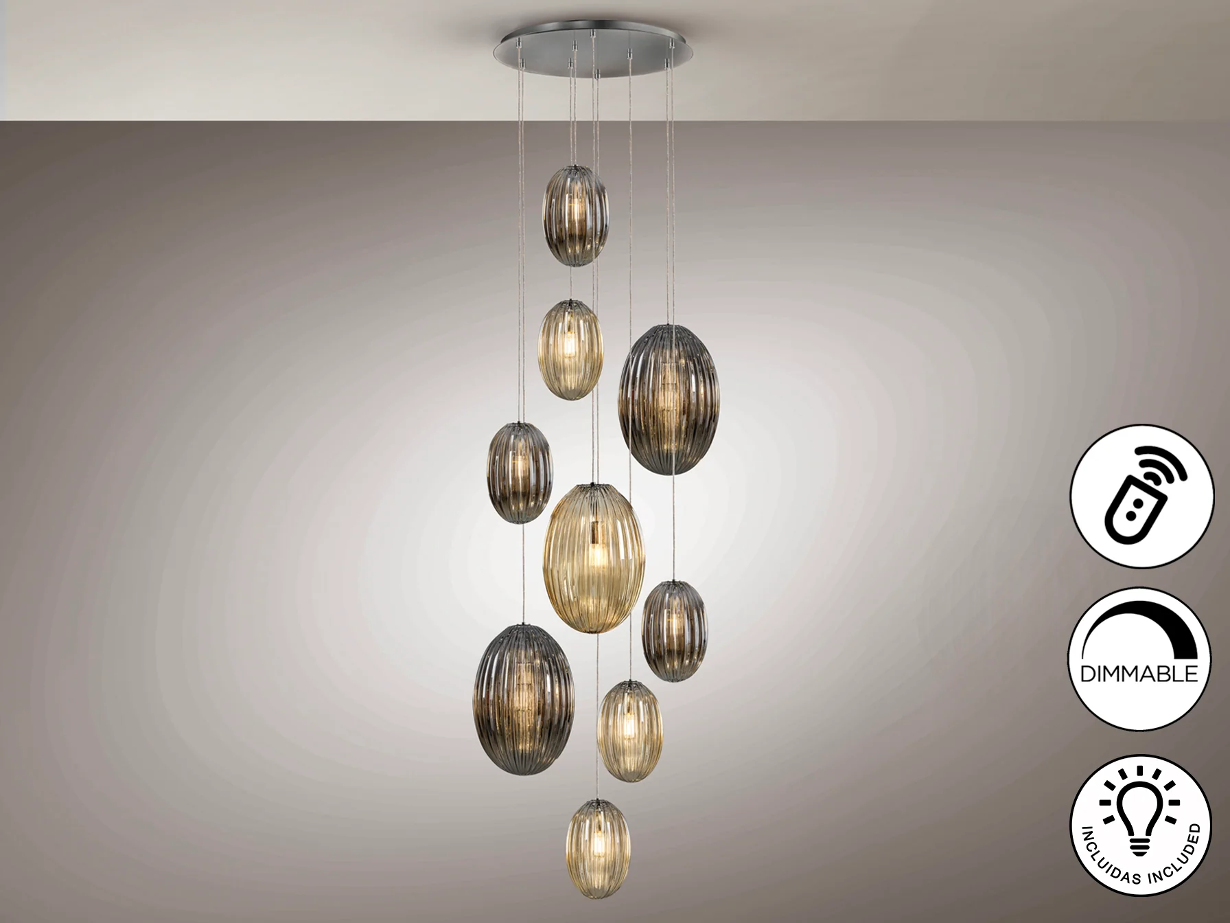 Ovila 9Lt/ 13Lt Ceiling Light- Smoke, Cognac, Brandy Finishes - Image 4