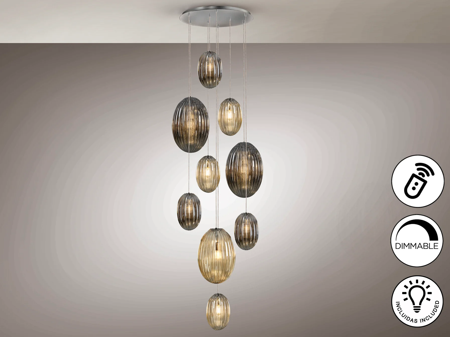 Ovila 9Lt/ 13Lt Ceiling Light- Smoke, Cognac, Brandy Finishes - Image 5