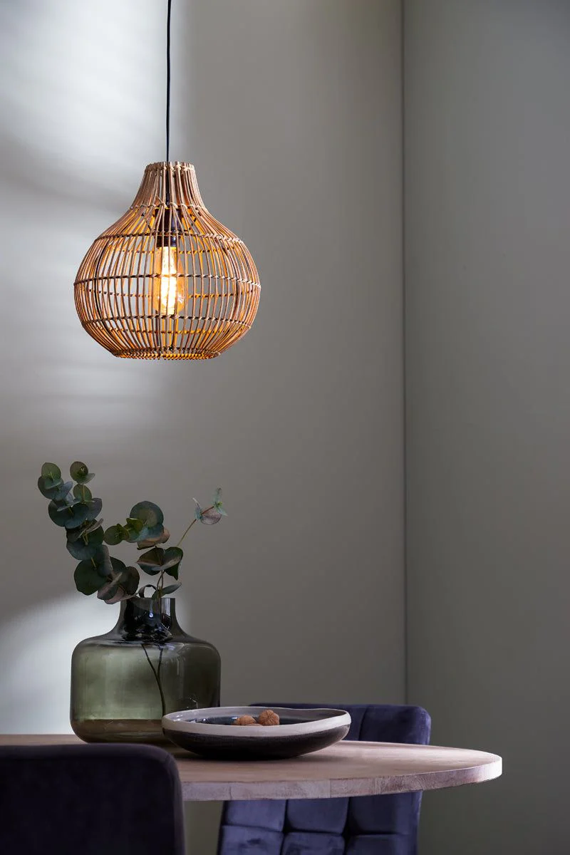 Pacino Hanging Lamp Rattan Natural - Brown/Black Finish - Image 6