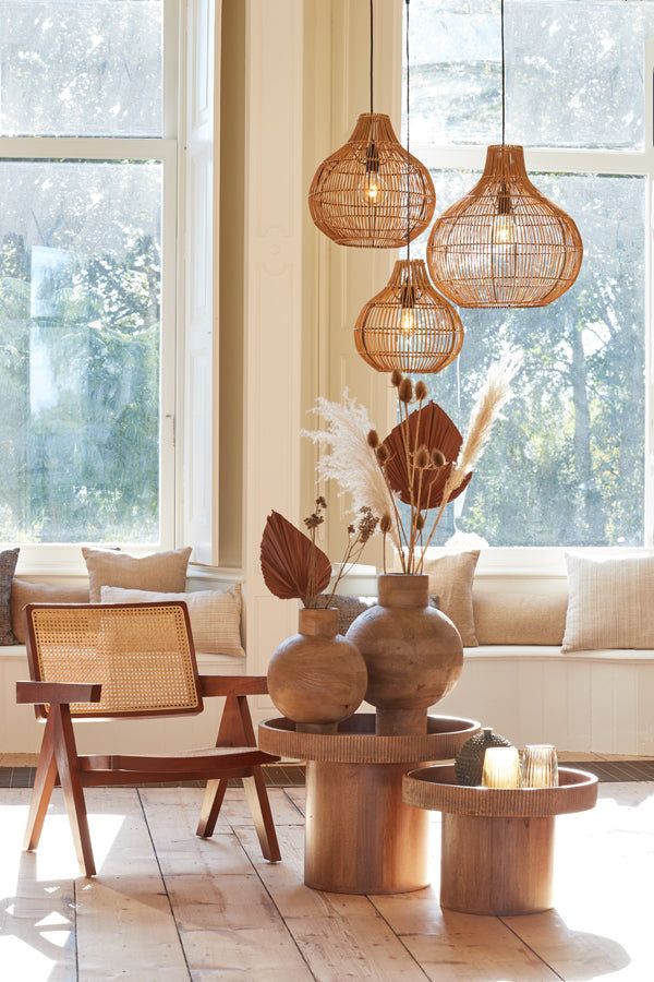 Pacino Hanging Lamp Rattan Natural - Brown/Black Finish - Image 7