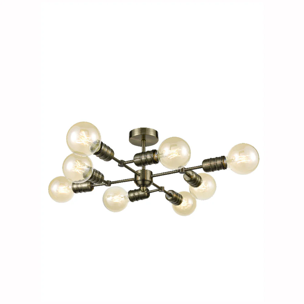 Pact 6/8Lt Semi-Flush Ceiling Light - Antique Brass/Gunmetal Finish - Image 2