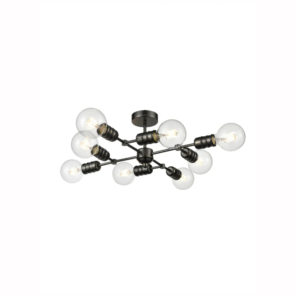 Pact 6/8Lt Semi-Flush Ceiling Light - Antique Brass/Gunmetal Finish - Image 3