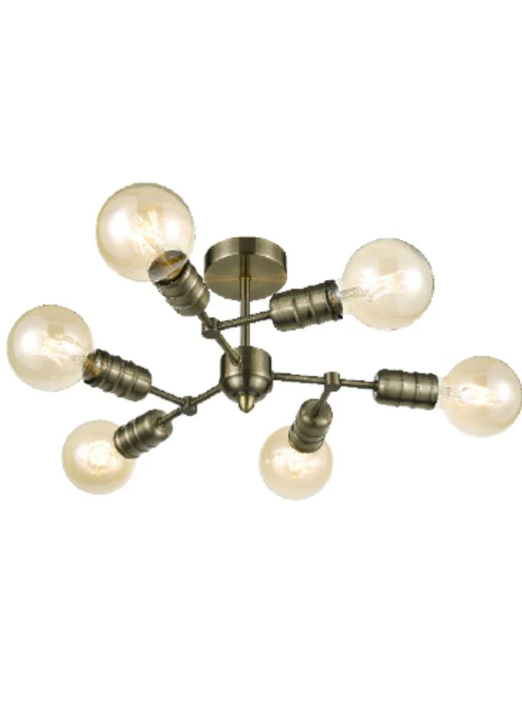 Pact 6/8Lt Semi-Flush Ceiling Light - Antique Brass/Gunmetal Finish - Image 4
