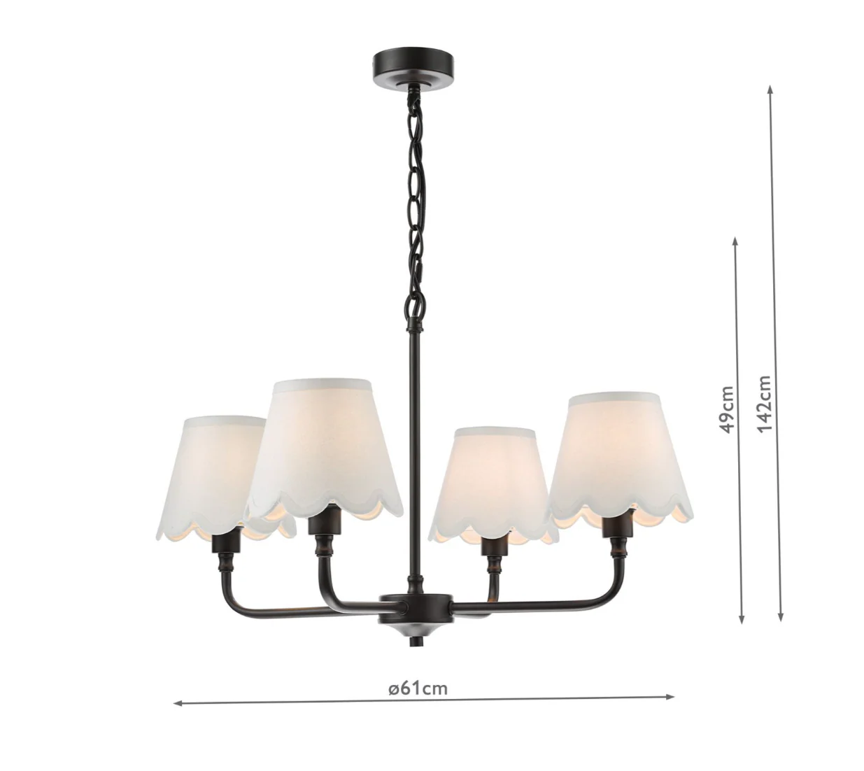 Padme 4 Light Pendant - Matt Black With White & Blue Shades - Image 6