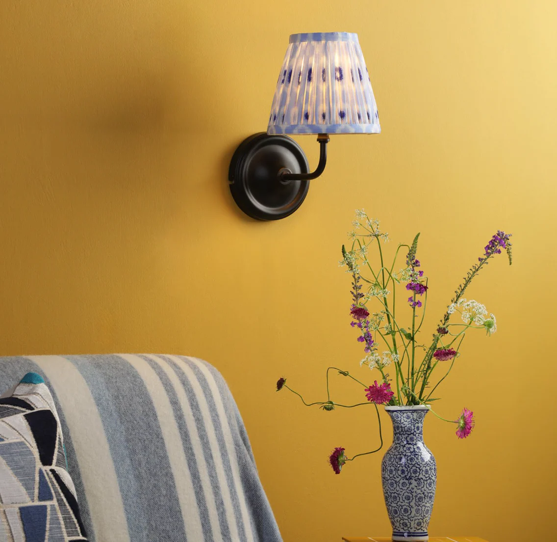 Padme Wall Light- Matt Black With White & Blue Shades - Image 3