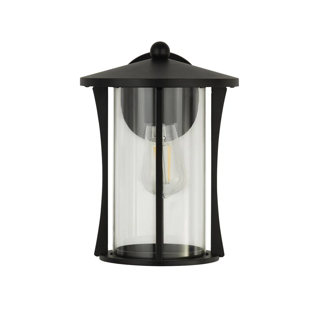 PAGODA OUTDOOR WALL LIGHT- BLACK METAL & CLEAR GLASS - Image 2