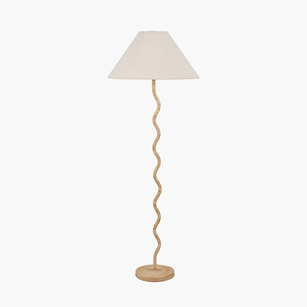 Palau Rattan Wave Floor Lamp - Choice of Shade - Image 2