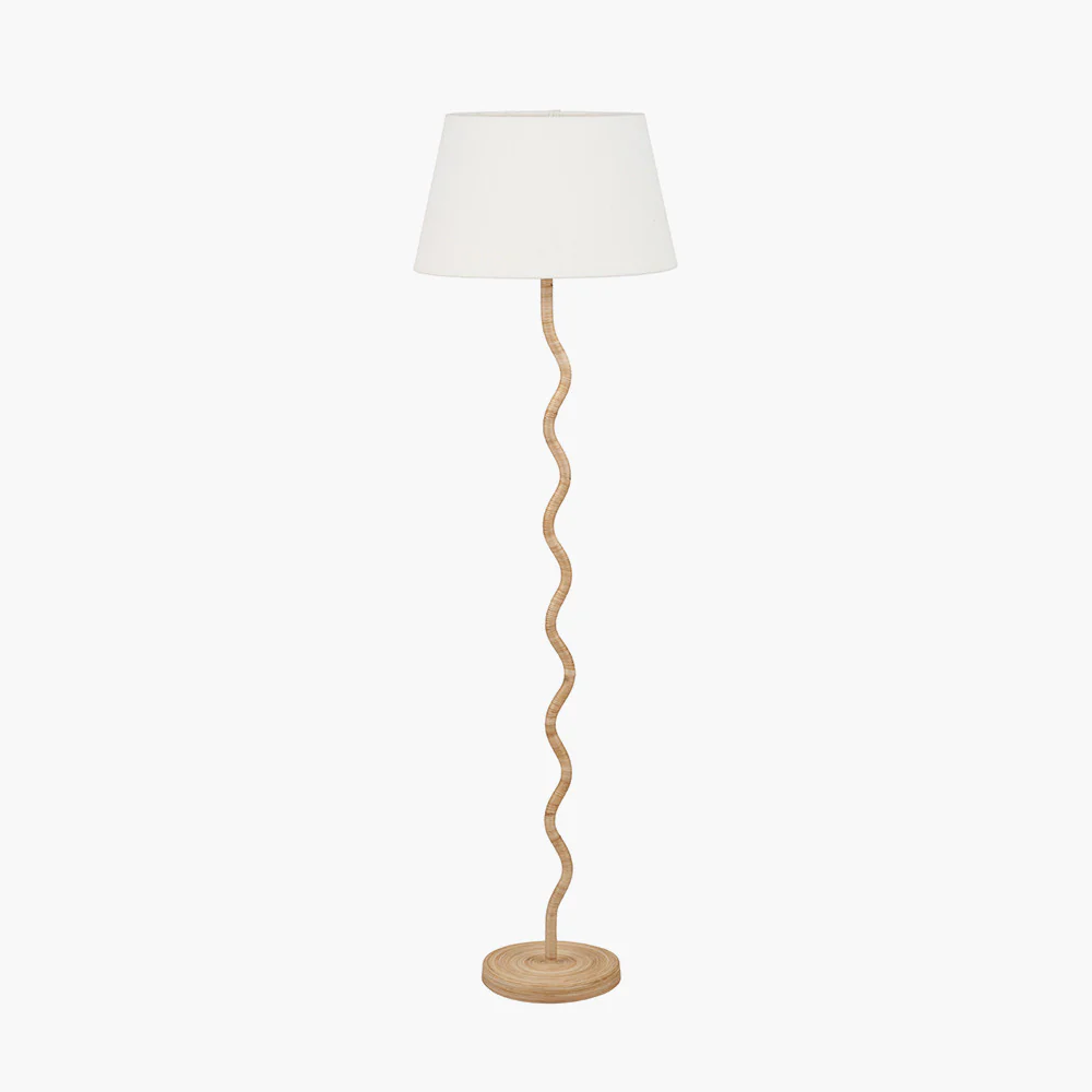 Palau Rattan Wave Floor Lamp - Choice of Shade - Image 3