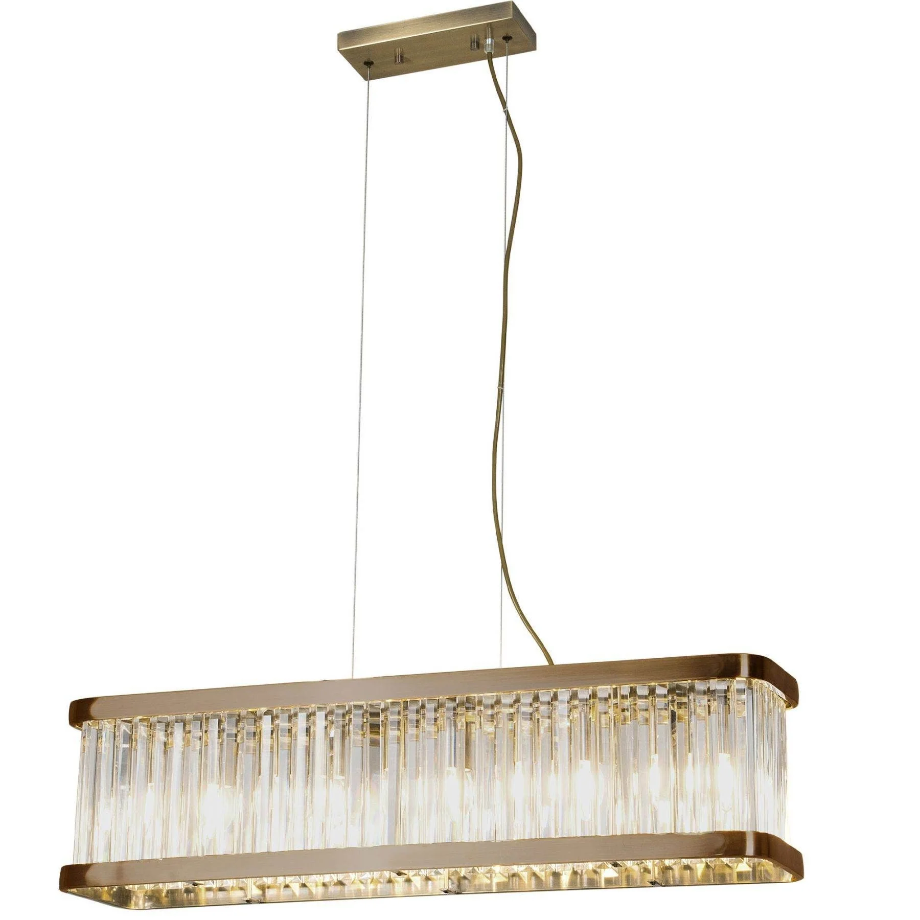 Pandora 5-Light Long Crystal Bar Pendant Satin Chrome, Antique Brass, Polished Chrome - Image 4