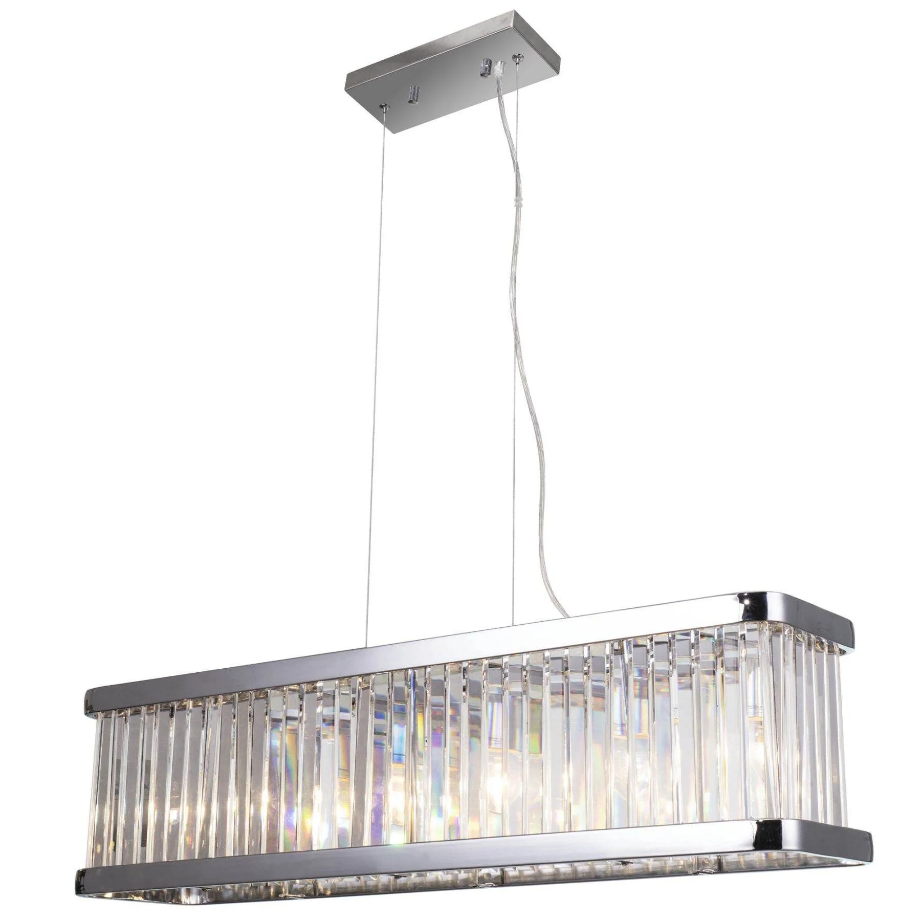 Pandora 5-Light Long Crystal Bar Pendant Satin Chrome, Antique Brass, Polished Chrome - Image 5