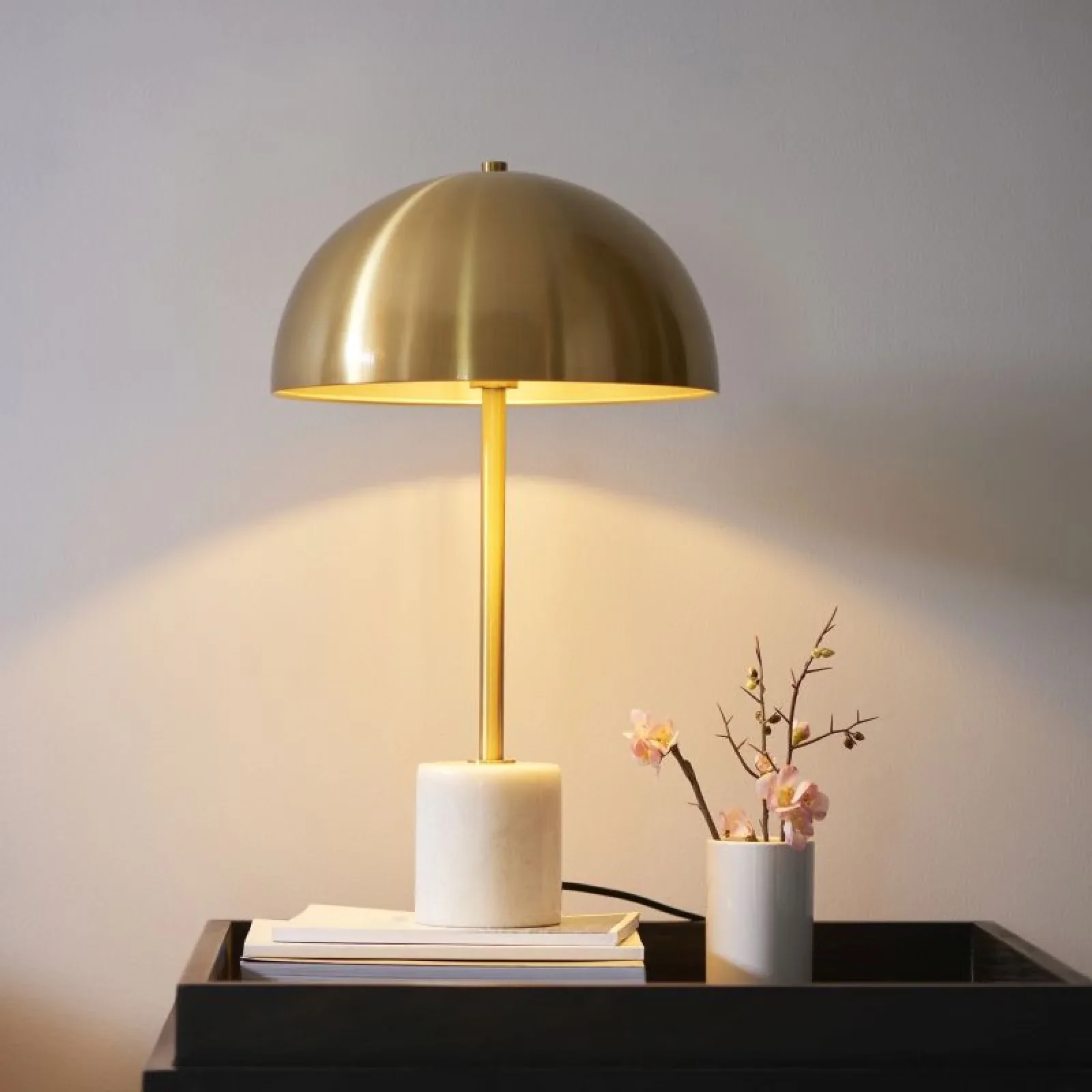 Paradiso Table Lamp- Brushed Aged Brass & White Marble - Image 2