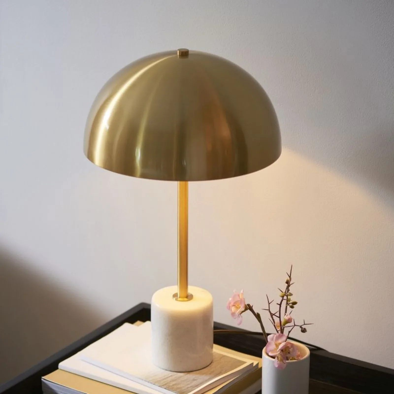 Paradiso Table Lamp- Brushed Aged Brass & White Marble - Image 3