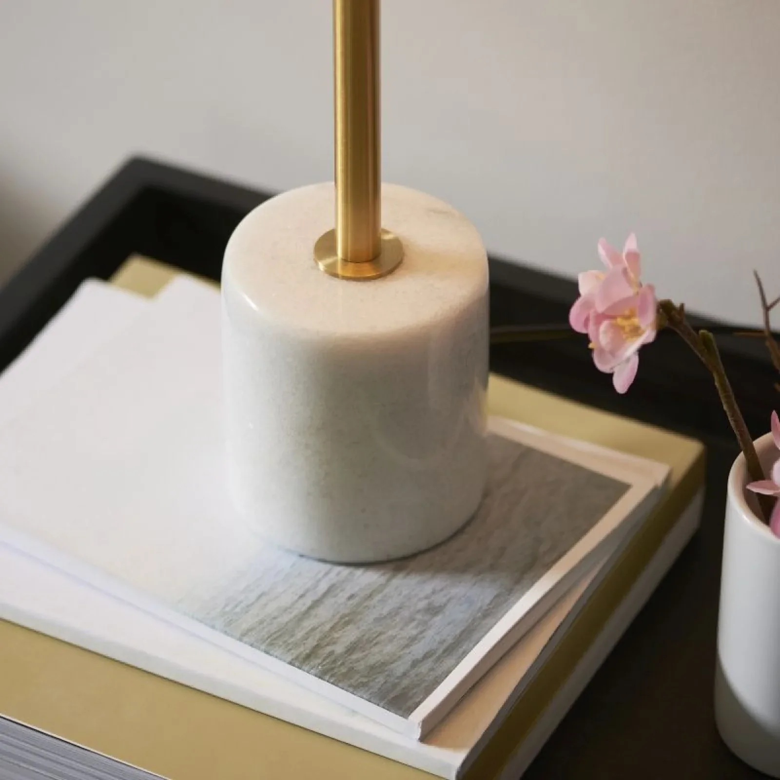 Paradiso Table Lamp- Brushed Aged Brass & White Marble - Image 4