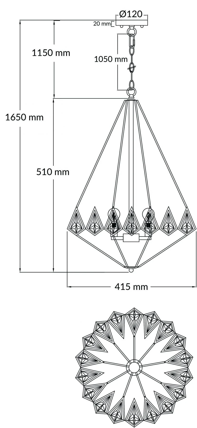 Paragon Crystal Pendant 3Lt Polished Chrome - Image 3
