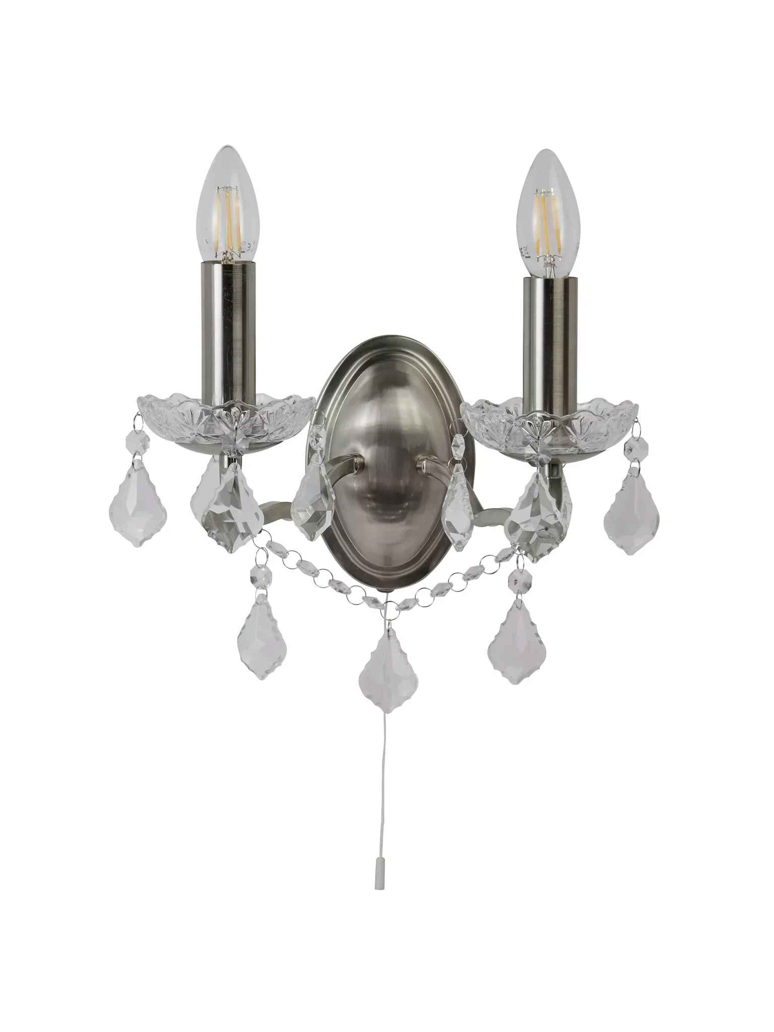 Paris 2Lt Wall Light -Satin Silver & Antique Brass - Image 4
