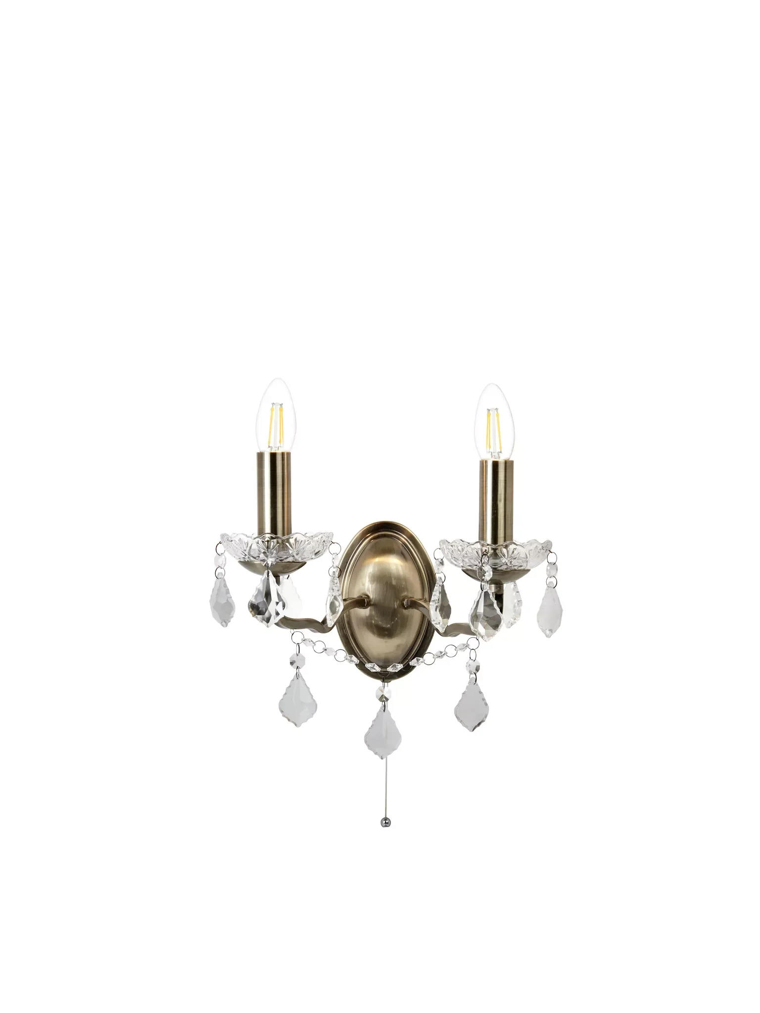 Paris 2Lt Wall Light -Satin Silver & Antique Brass - Image 8