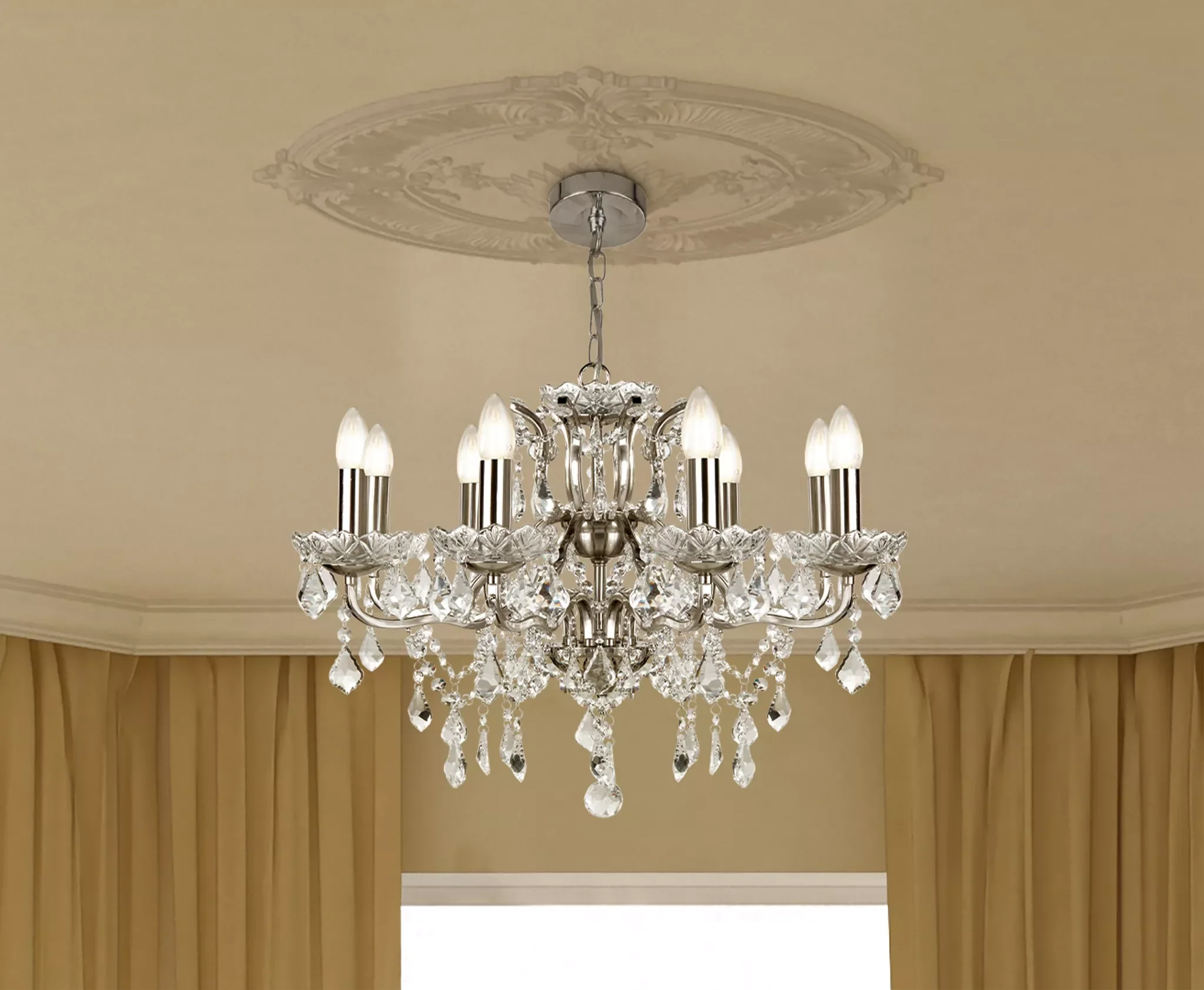 Paris 6/8/12Lt Chandelier- Antique Brass/ Satin Silver Finishes - Image 18