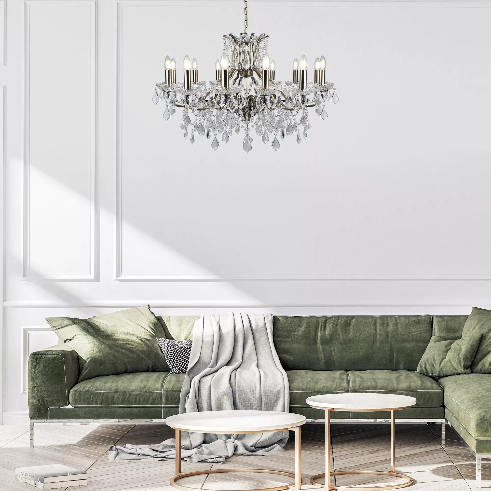Paris 6/8/12Lt Chandelier- Antique Brass/ Satin Silver Finishes - Image 7