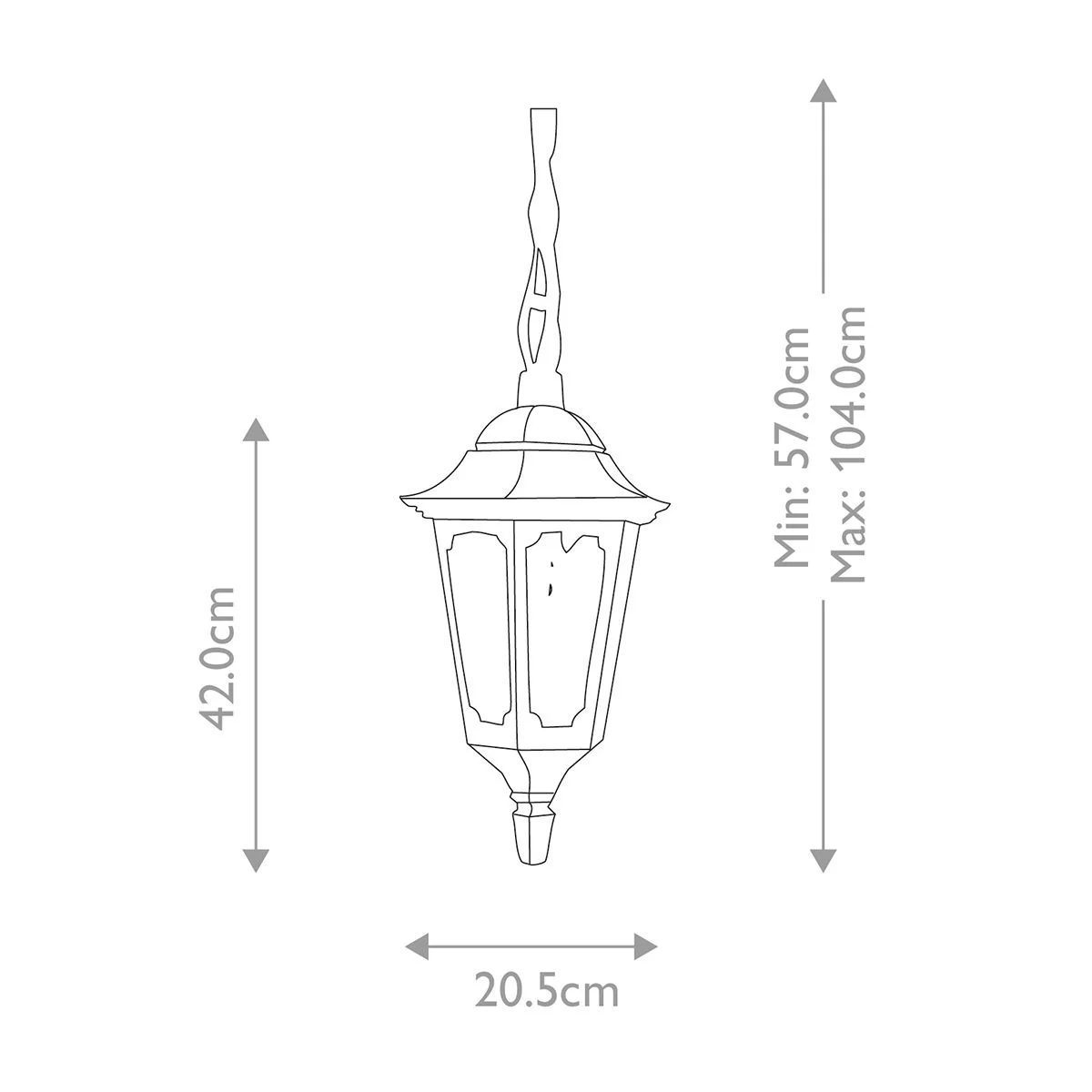 Parish 1 Light Chain Lantern - Black IP44 E27 - Image 12