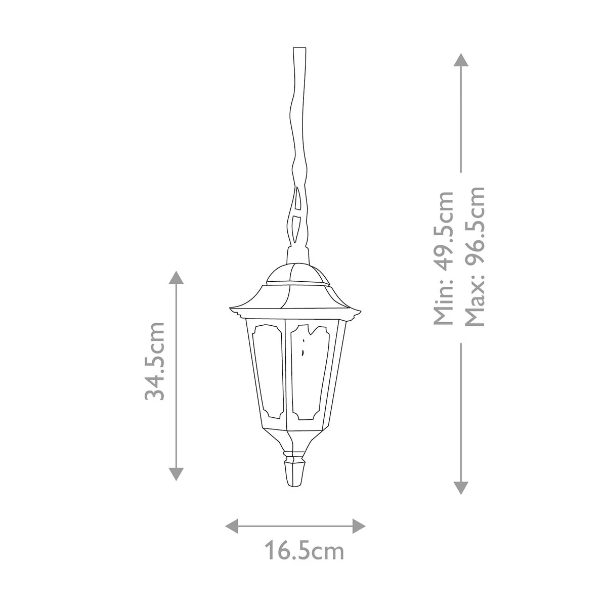 Parish 1 Light Chain Lantern - Black IP44 E27 - Image 7