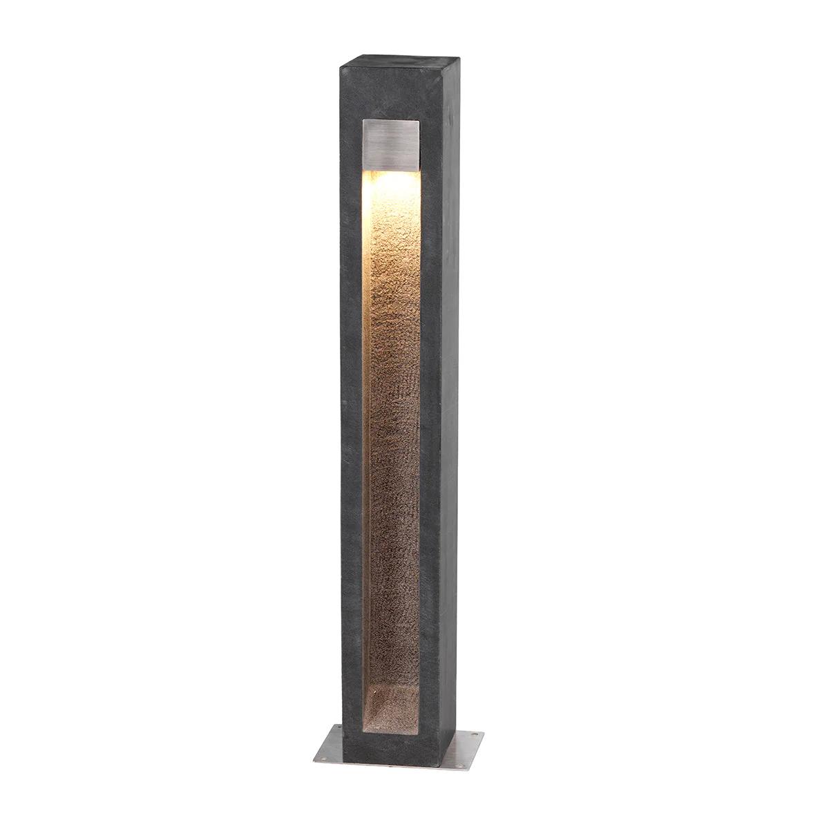 Parkstone LED Small/Large Bollard – Basalt Stone & Steel Finish - Image 5