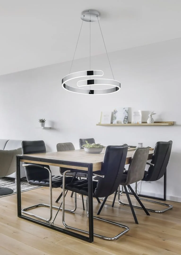 Parma LED Hanging Light - Matt White/Chrome Finish - Image 3