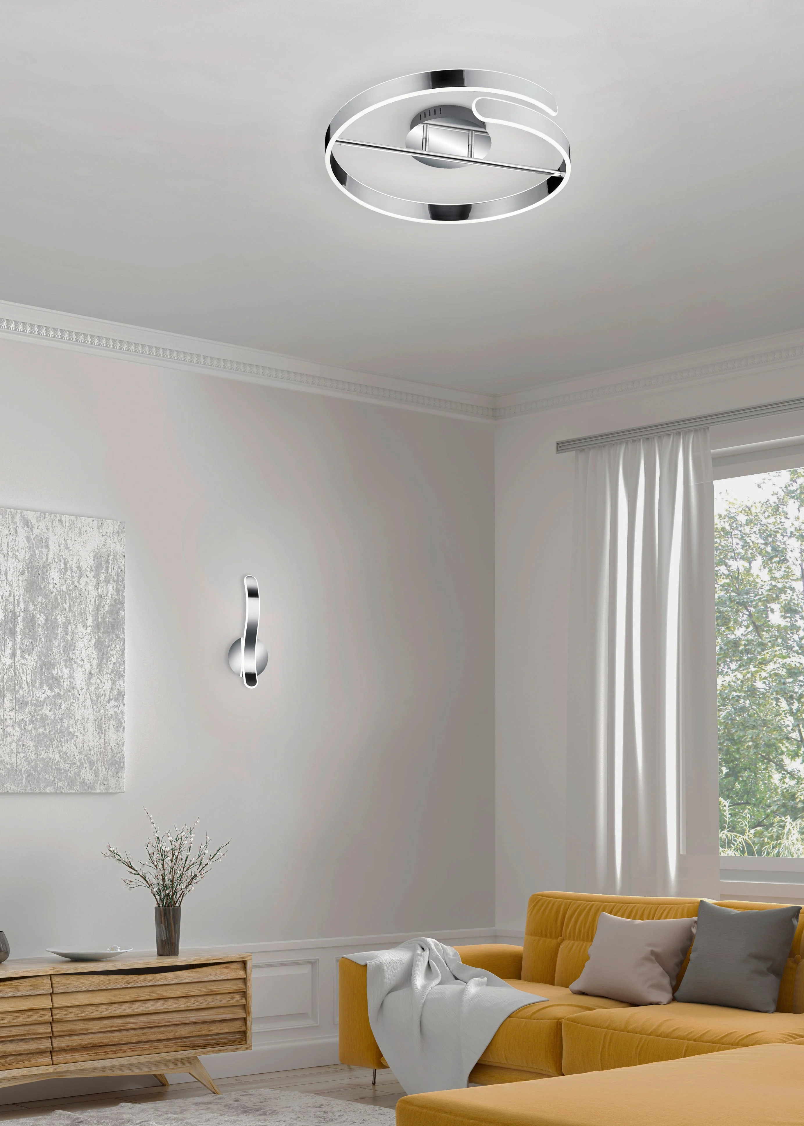 Parma LED Wall Light - White/Chrome - Image 3