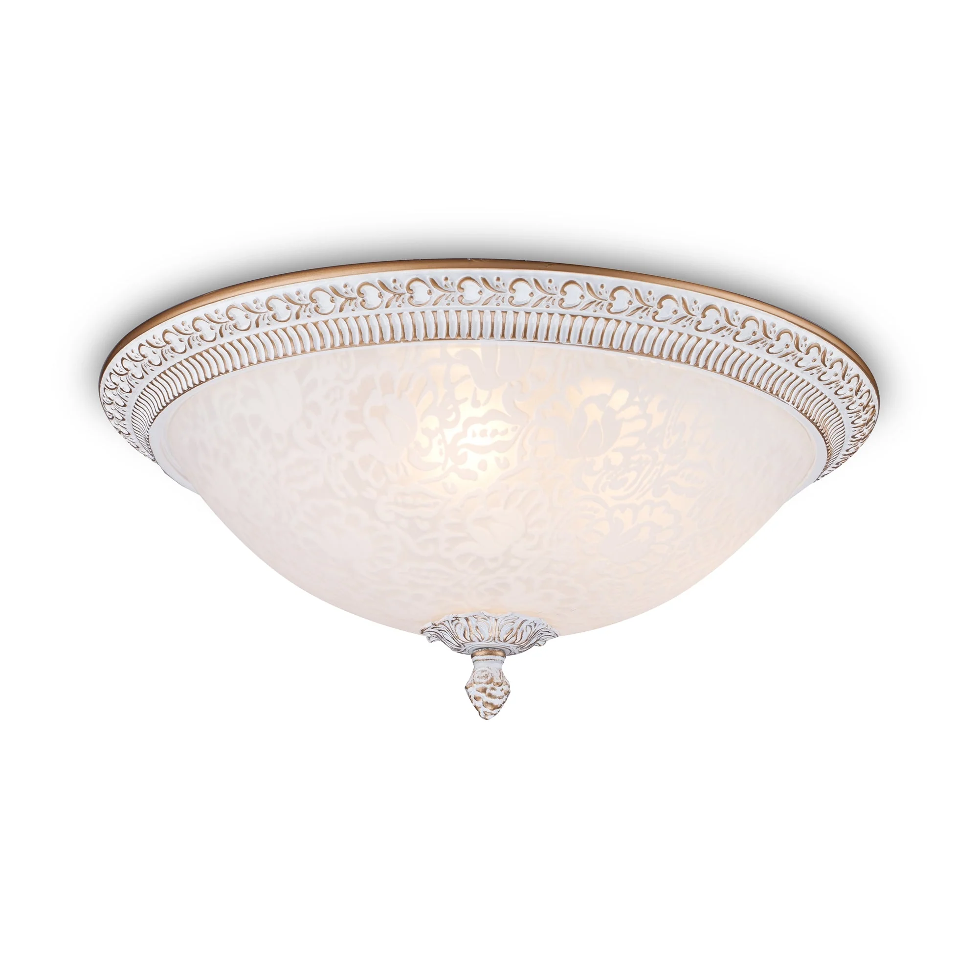Pascal Flush Ceiling Light - White With Gold/Bronze Antique Finish - Image 3