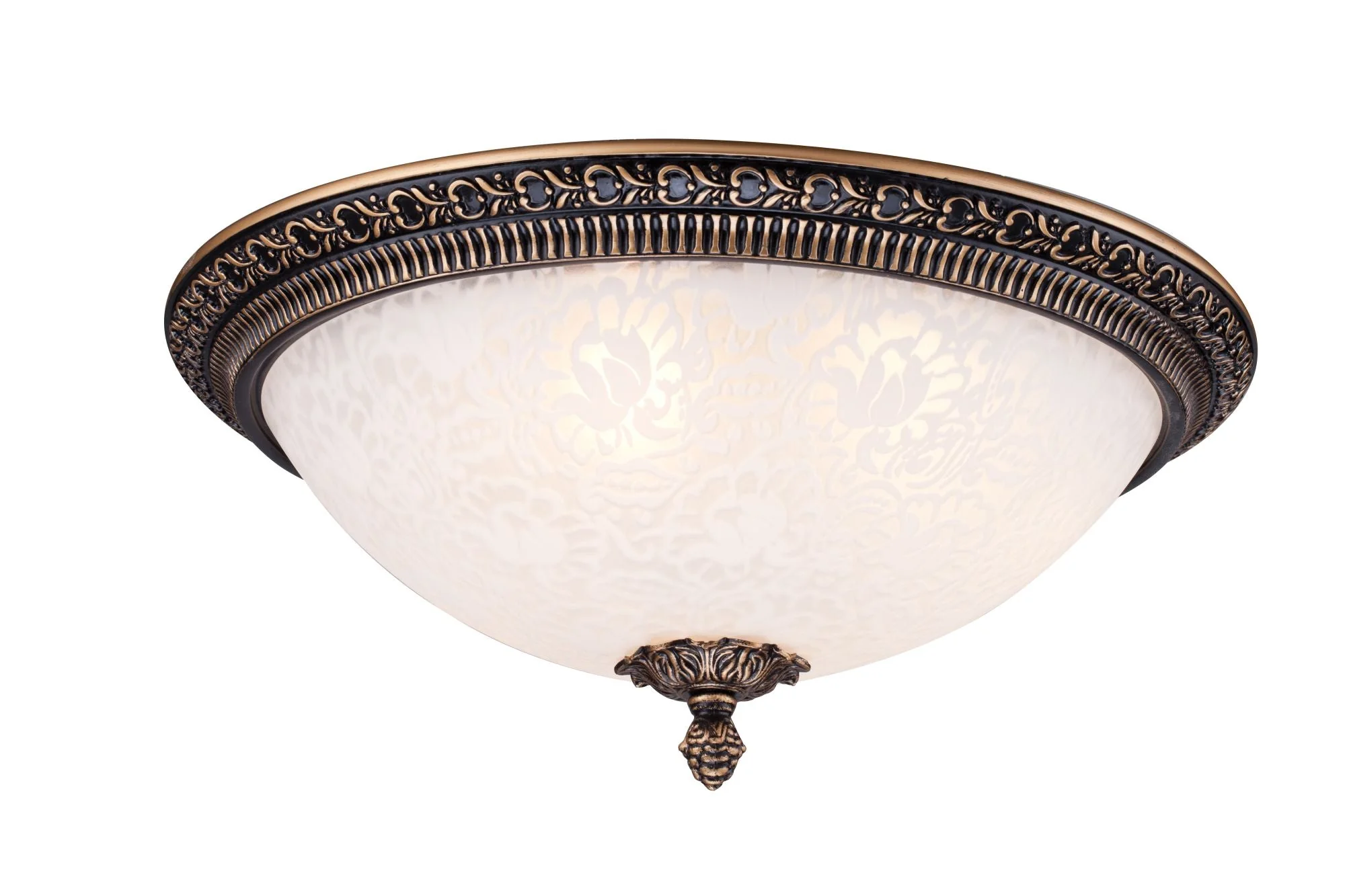 Pascal Flush Ceiling Light - White With Gold/Bronze Antique Finish - Image 4