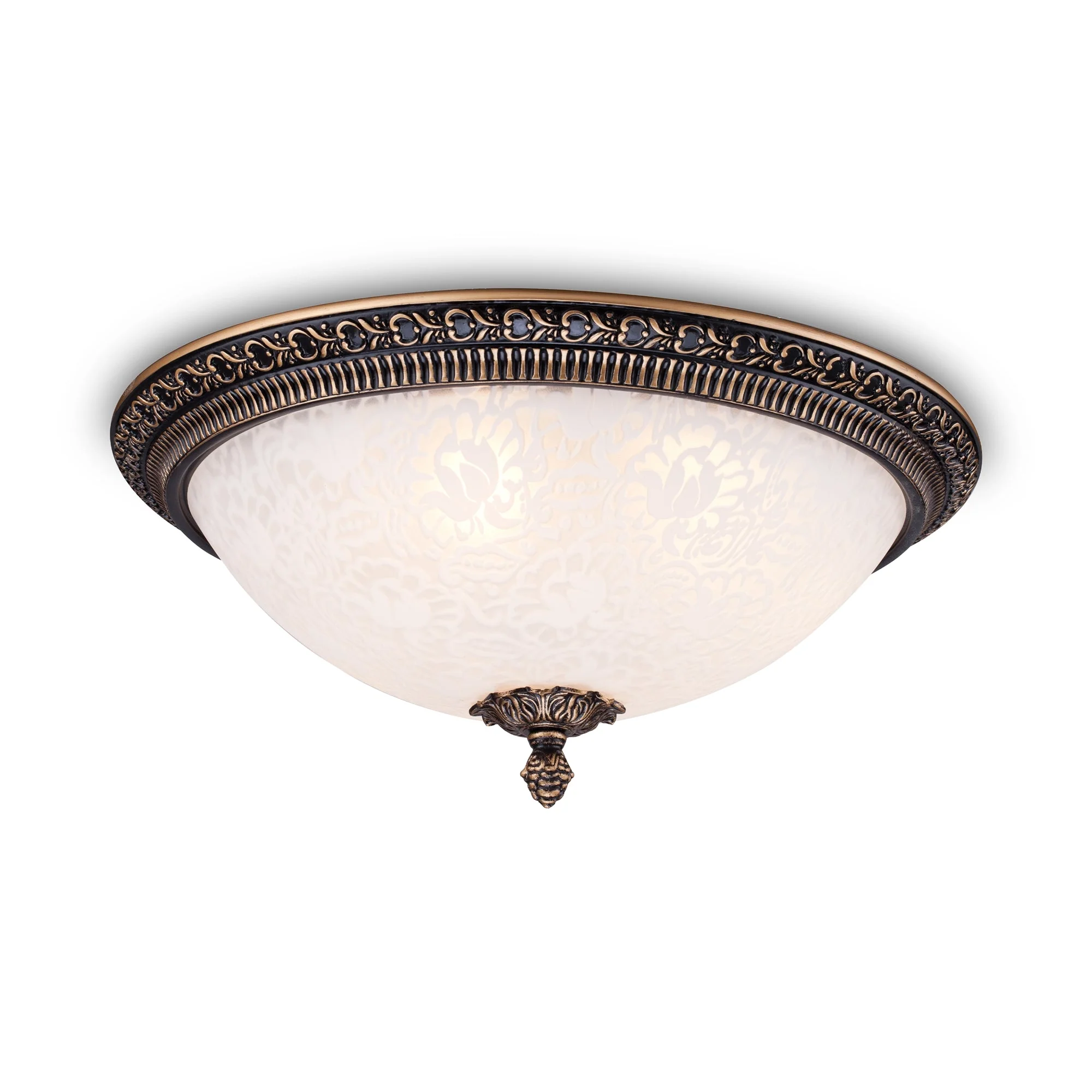 Pascal Flush Ceiling Light - White With Gold/Bronze Antique Finish - Image 5